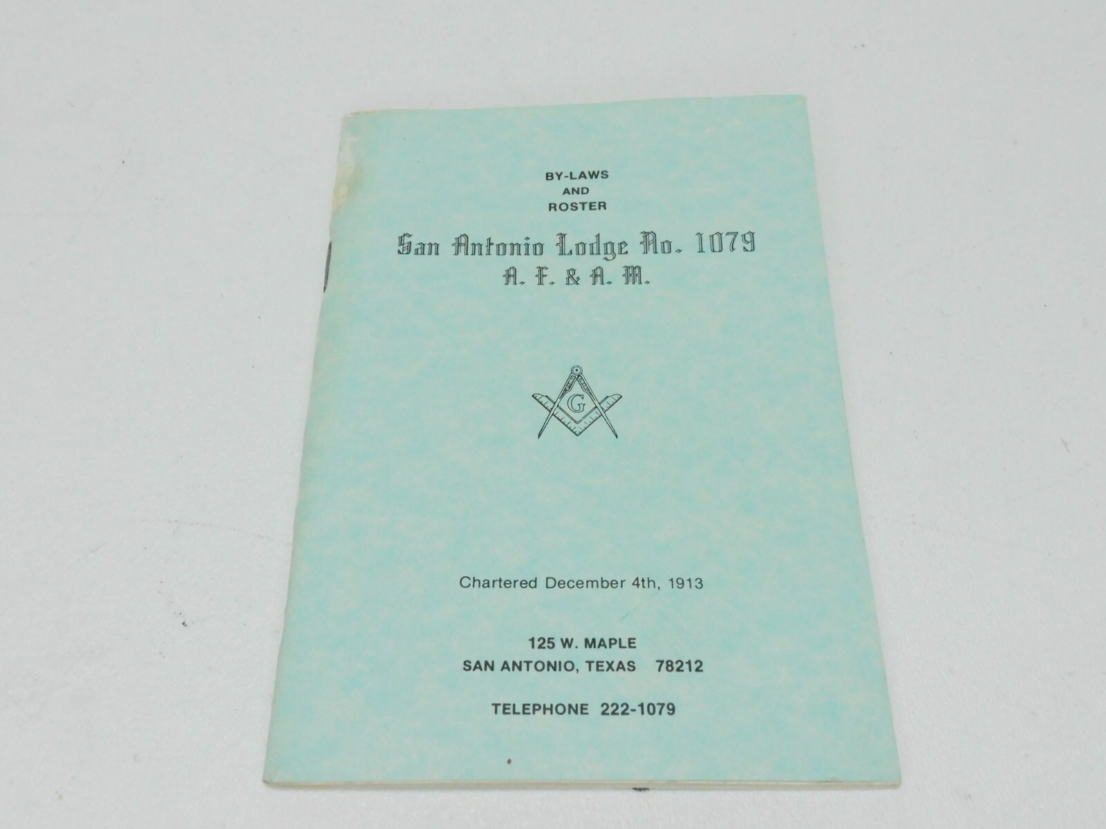 1984 Masonic By-Laws and Roster Lodge 1079 San Antonio Texas Vintage