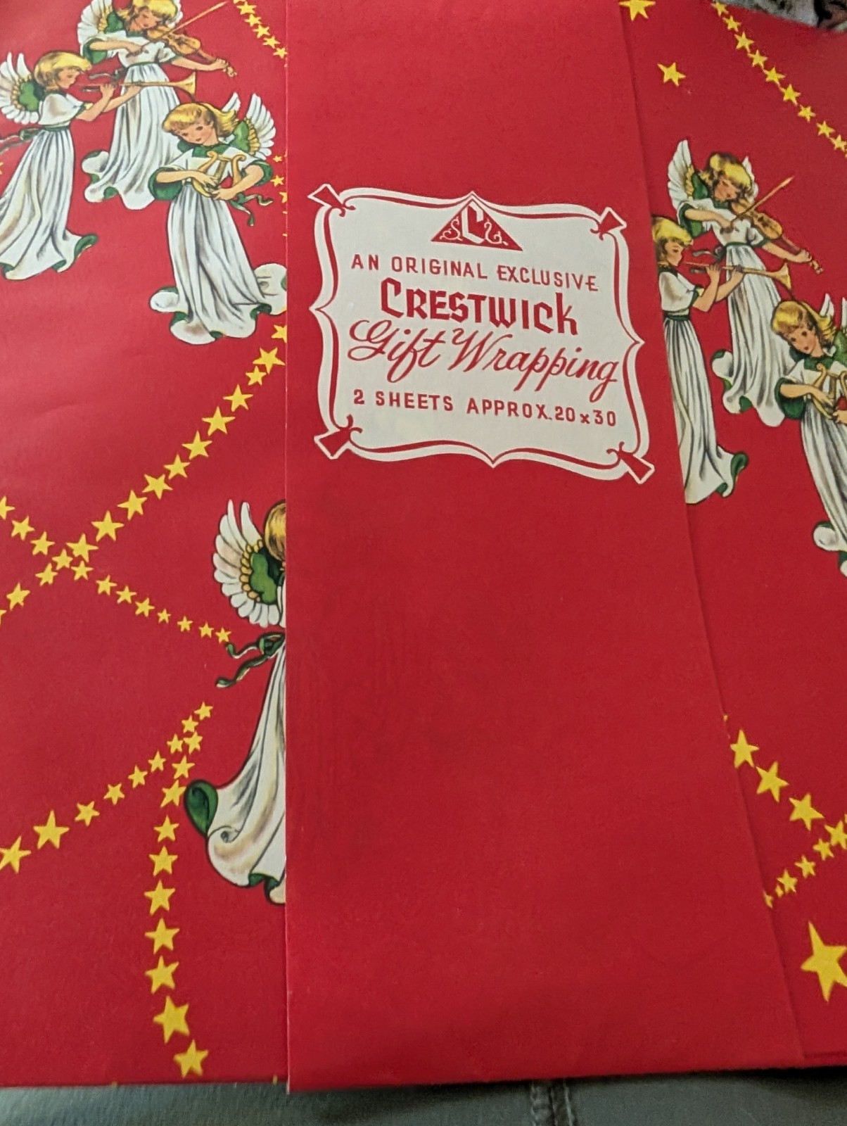 VTG CHRISTMAS WRAPPING PAPER GIFT WRAP CRESTWICK. One 20x30\