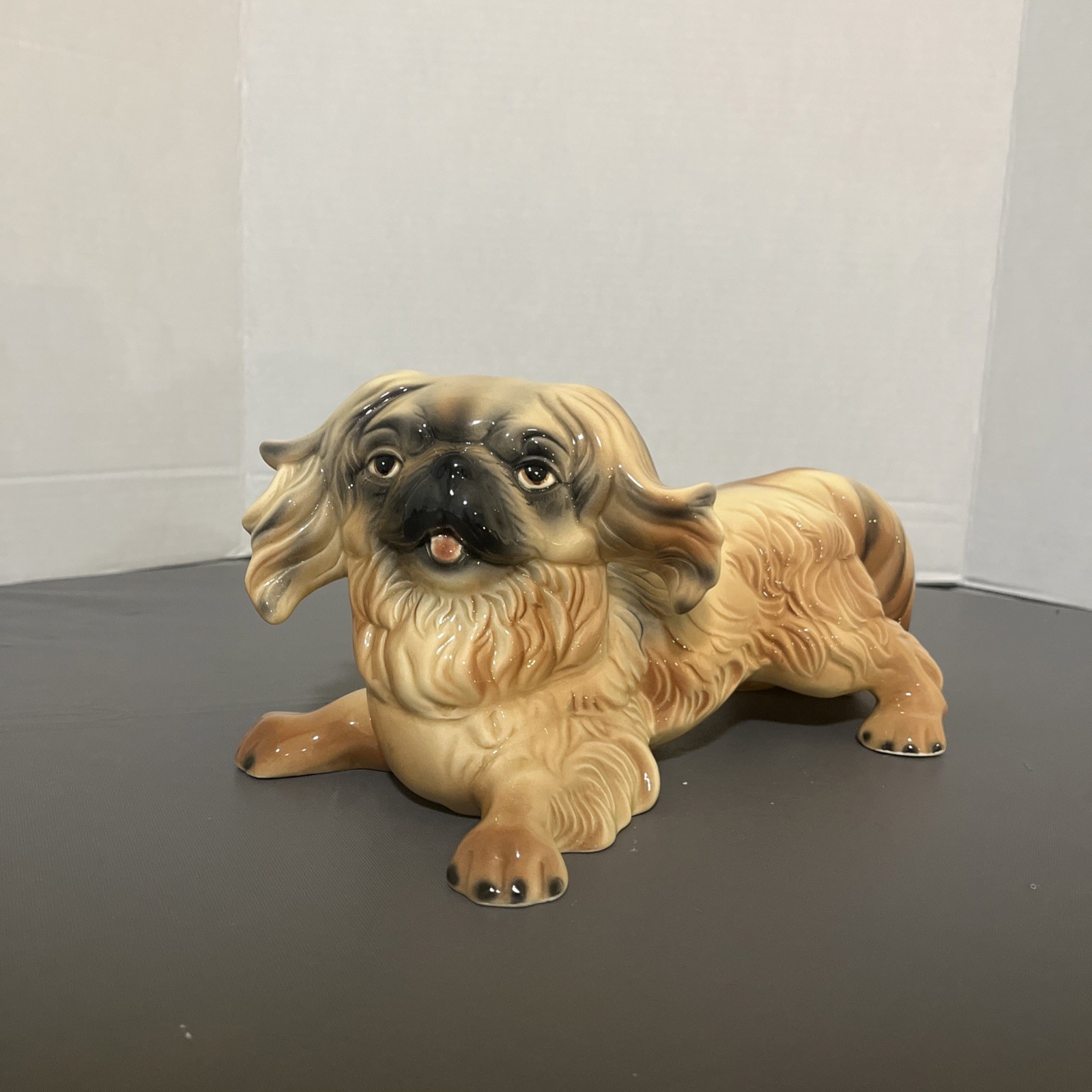 Vintage Playful Pekingese Dog Lg Ceramic Figurine Made In Mexico In 1987 Vintage Playful Pekingese Dog Lg Ceramic Figurine Made In Mexico In 1987