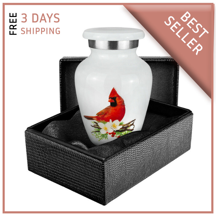 Peace and Harmony Beautiful Red Cardinal Small Keepsake Urn - Qnty 1 - with Case