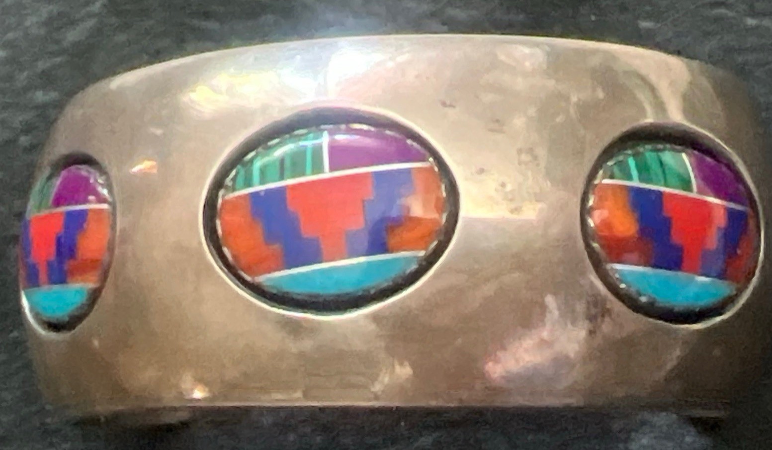 Navajo STERLING SILVER Turquoise Cuff Bracelet Artist Signed J. Wright
