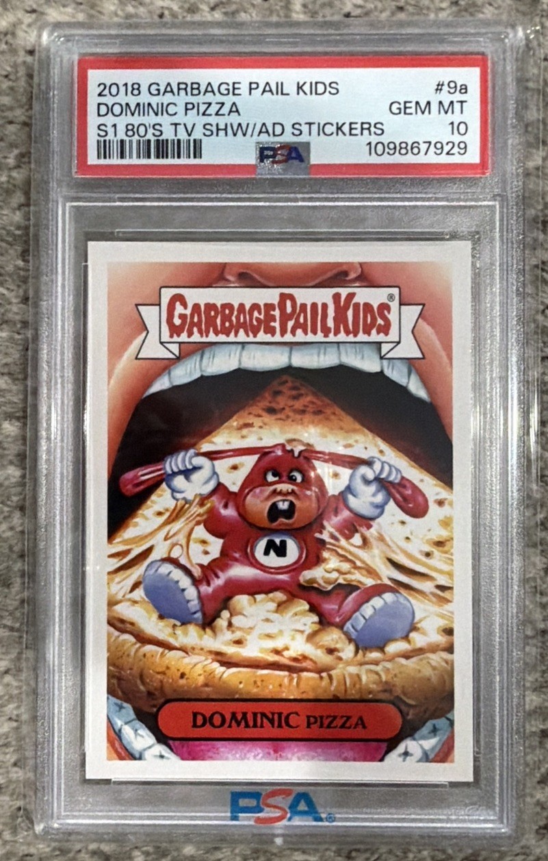 2018 GARBAGE PAIL KIDS S1 80'S TV SHOWS & ADS #9a Dominic Pizza PSA 10 Pop 1 2018 GARBAGE PAIL KIDS S1 80'S TV SHOWS & ADS #9a Dominic Pizza PSA 10 Pop 1