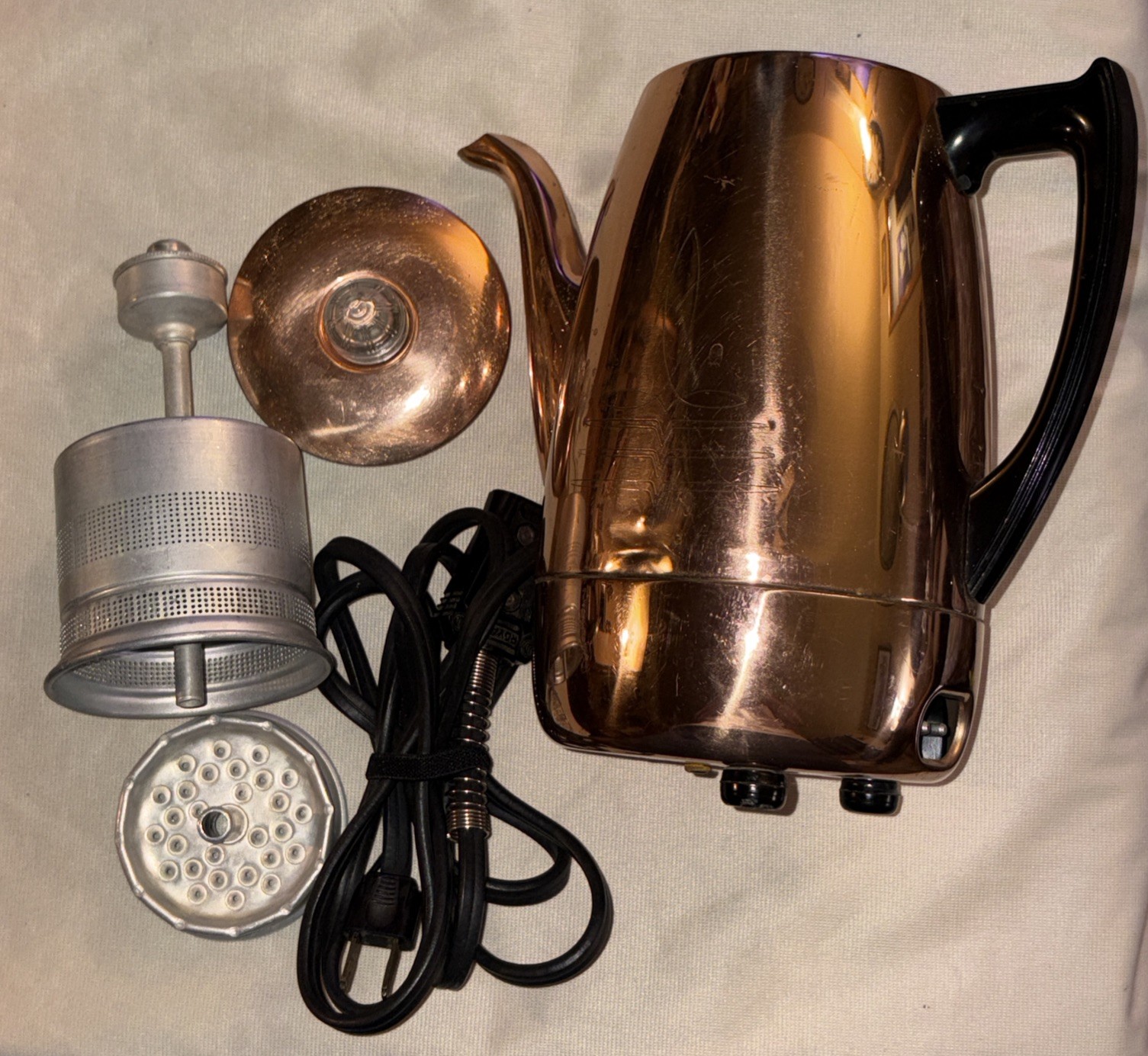Vintage Universal Coffeematic Copper Percolator Untested For Parts Repair/Decor