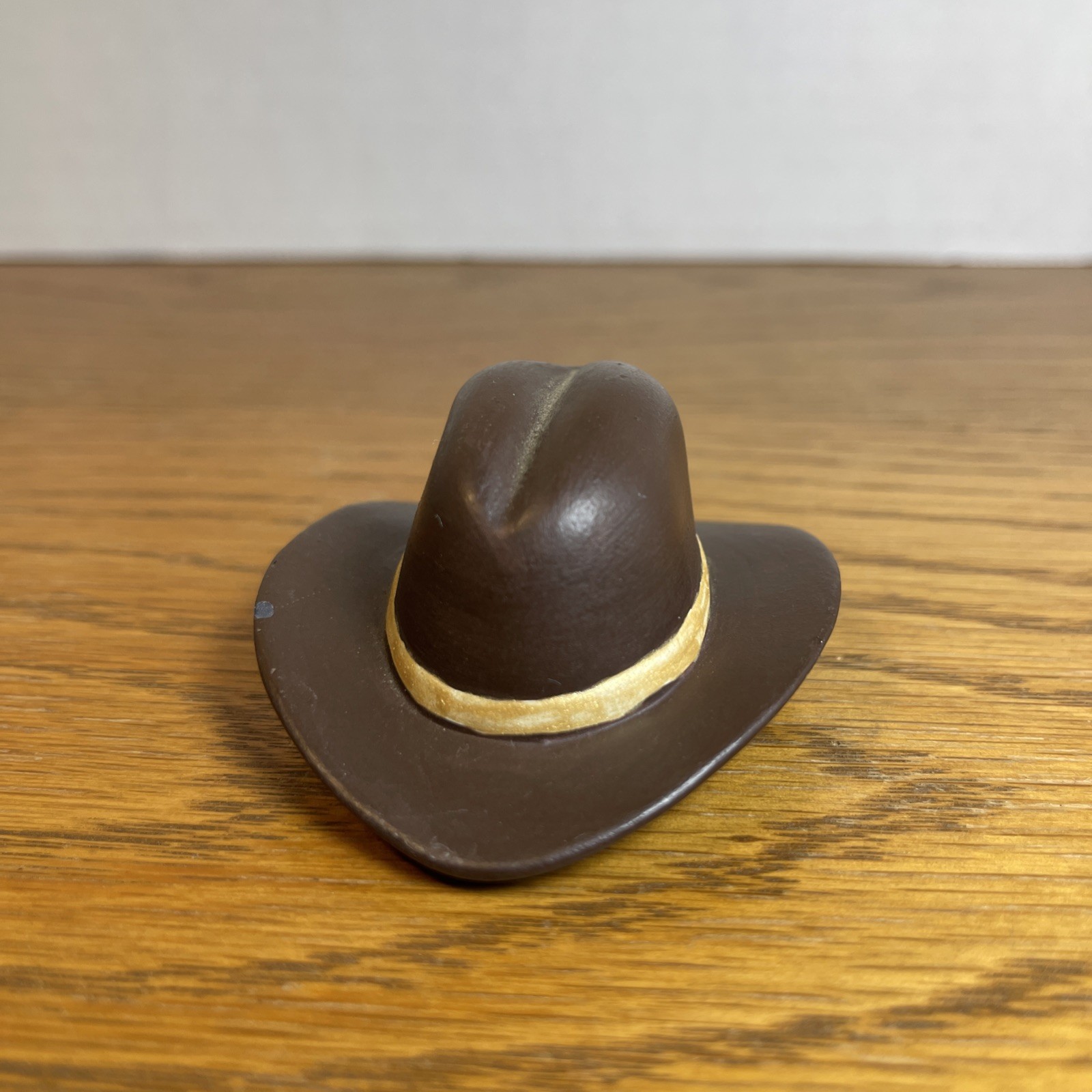 Western Decor Cowboy Hat 3in Brown Hand Painted Ceramic Home Decor