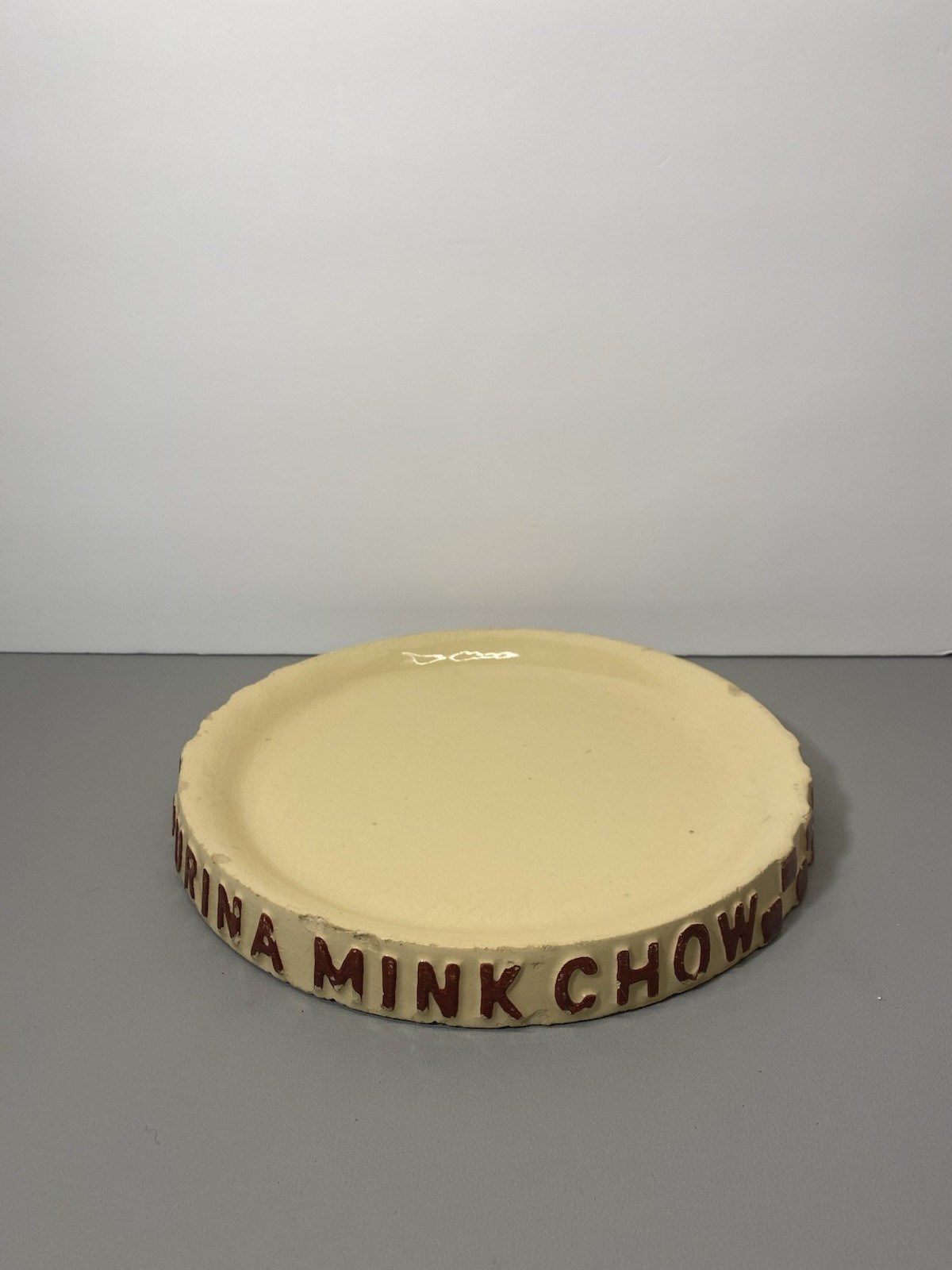 Vintage Ralston Purina Mink Chow Advertising Watt Pottery Bowl Feed Tray Vintage Ralston Purina Mink Chow Advertising Watt Pottery Bowl Feed Tray