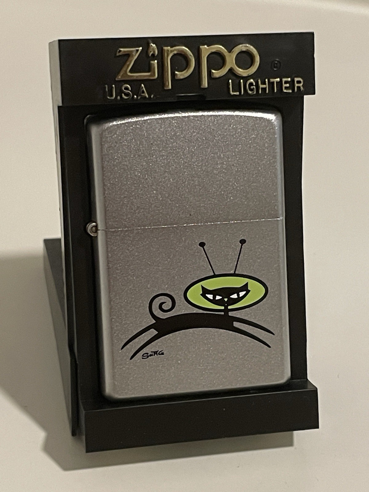 Shag Zippo Space Kitty Josh Agle Flamerite New In Case Vintage Rare Collectible
