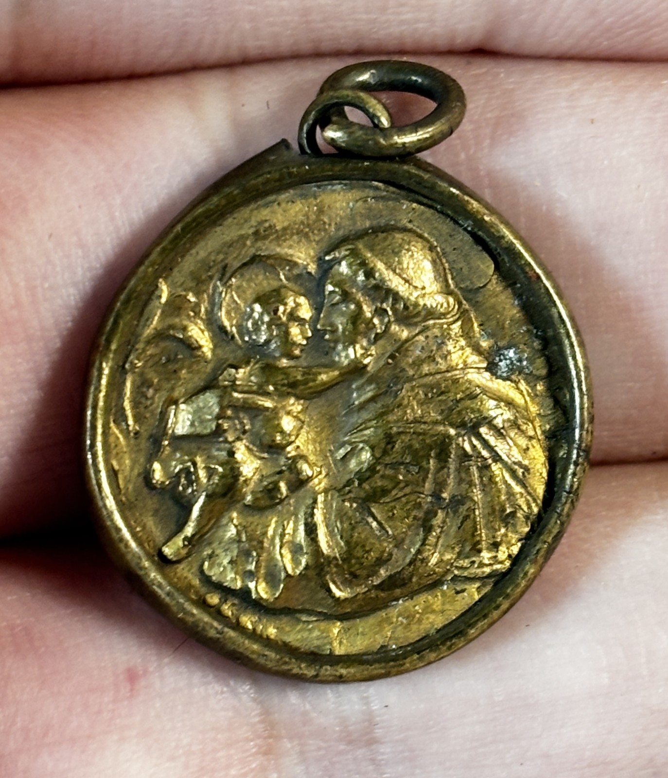 Antique Guardian Angel Medal Pendant Religious Jewelry Christianity