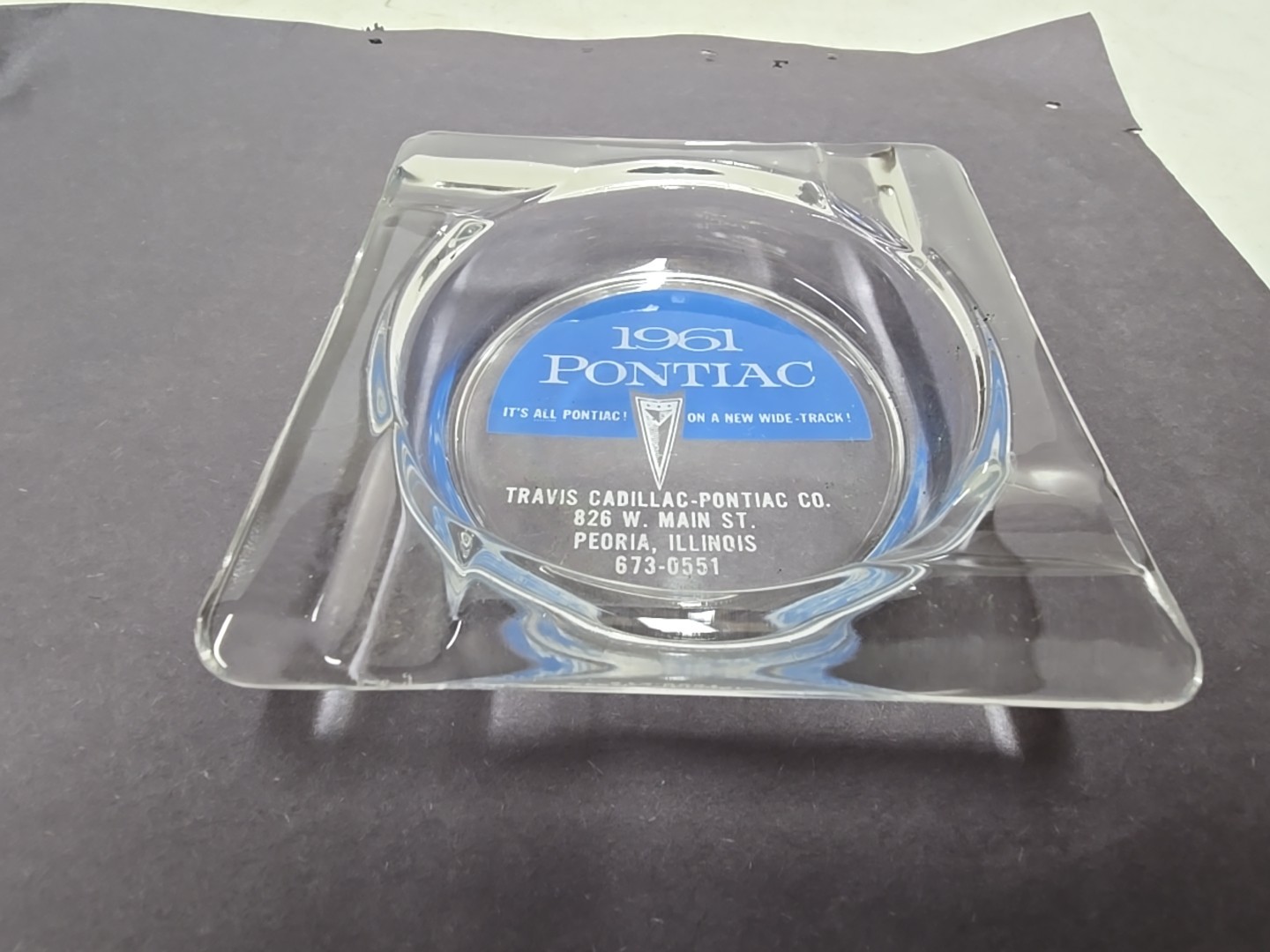 Vintage 1961 Pontiac Travis Cadillac- Pontiac Peoria IL Advertising Ashtray