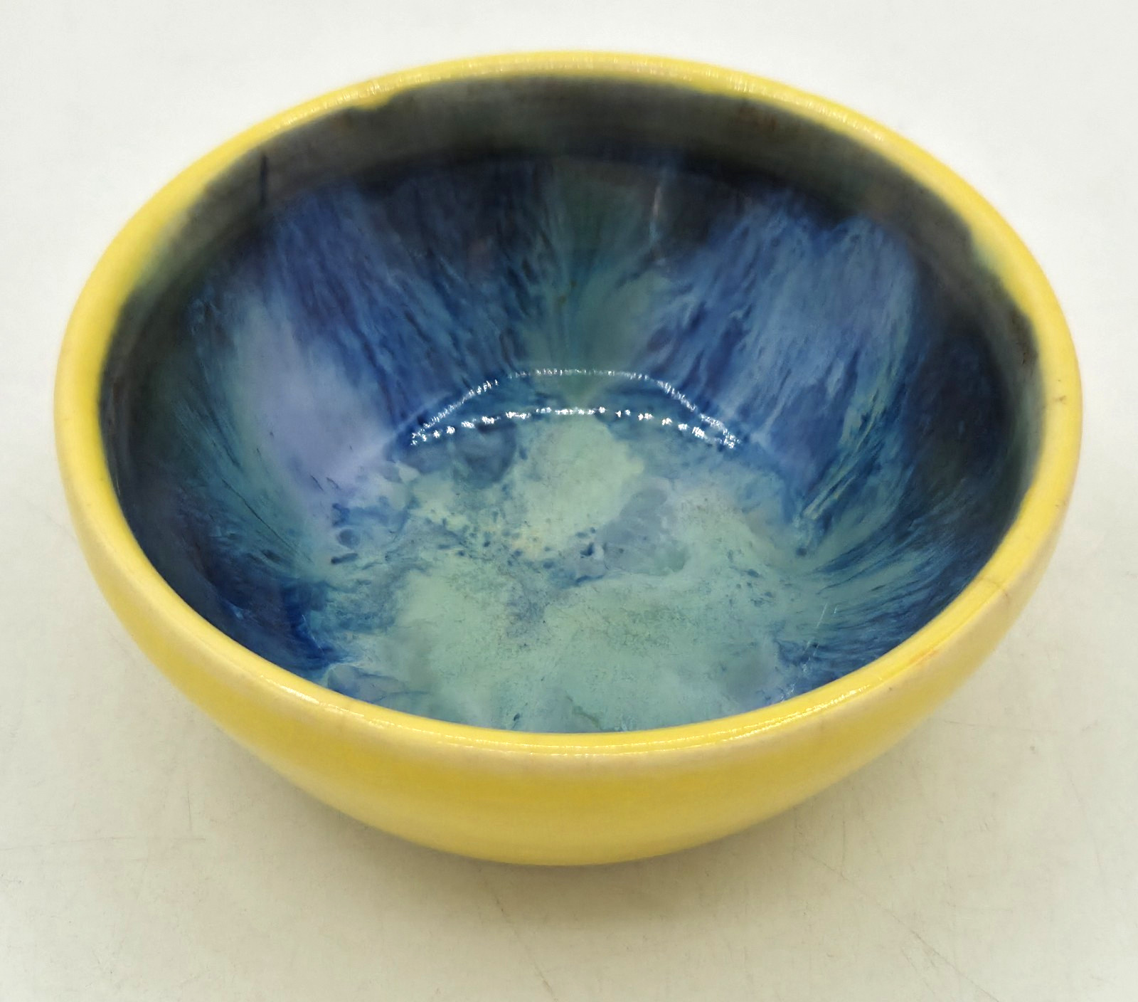 Unique Handmade Trinket Dish SIGNED Vibrant Yellow Blue Green ⚡FREE SHIP⚡ Unique Handmade Trinket Dish SIGNED Vibrant Yellow Blue Green ⚡FREE SHIP⚡