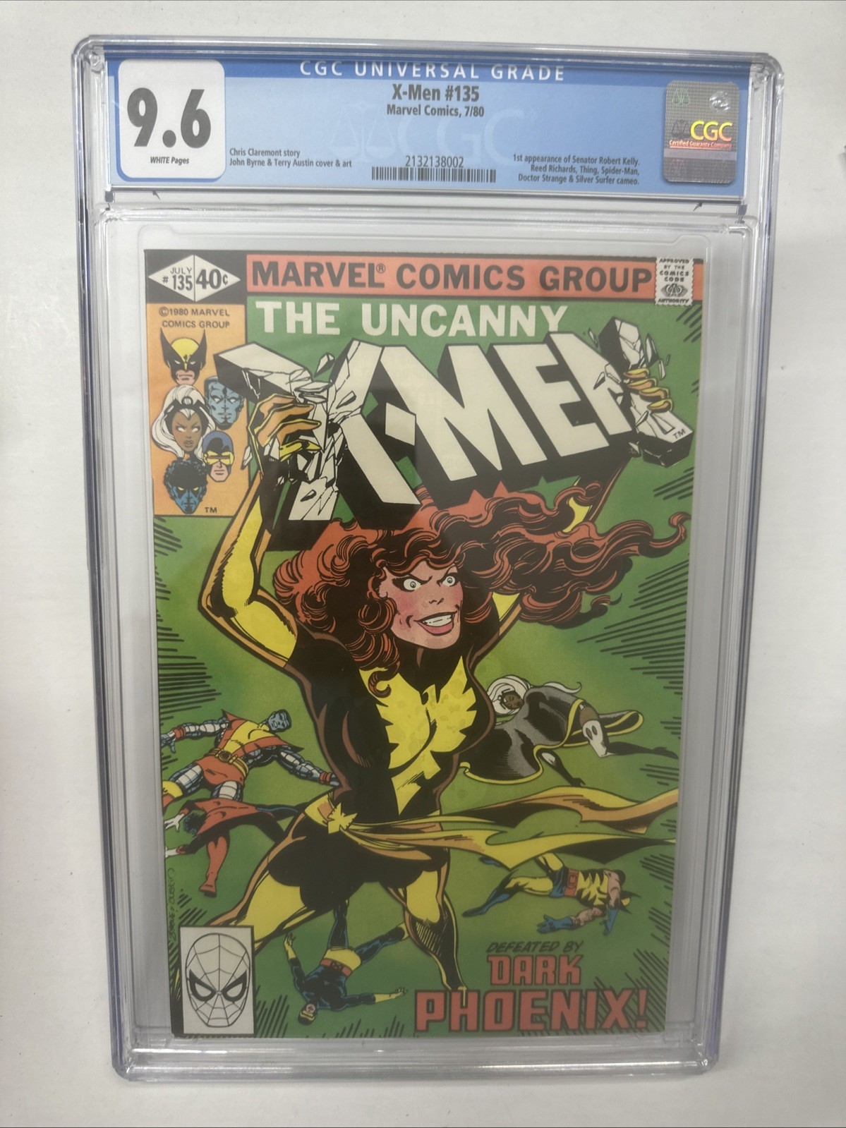 Uncanny X-Men #135 1980 CGC 9.6 WP Dark Phoenix Jean Grey 1st App Robert Kelly Uncanny X-Men #135 1980 CGC 9.6 WP Dark Phoenix Jean Grey 1st App Robert Kelly