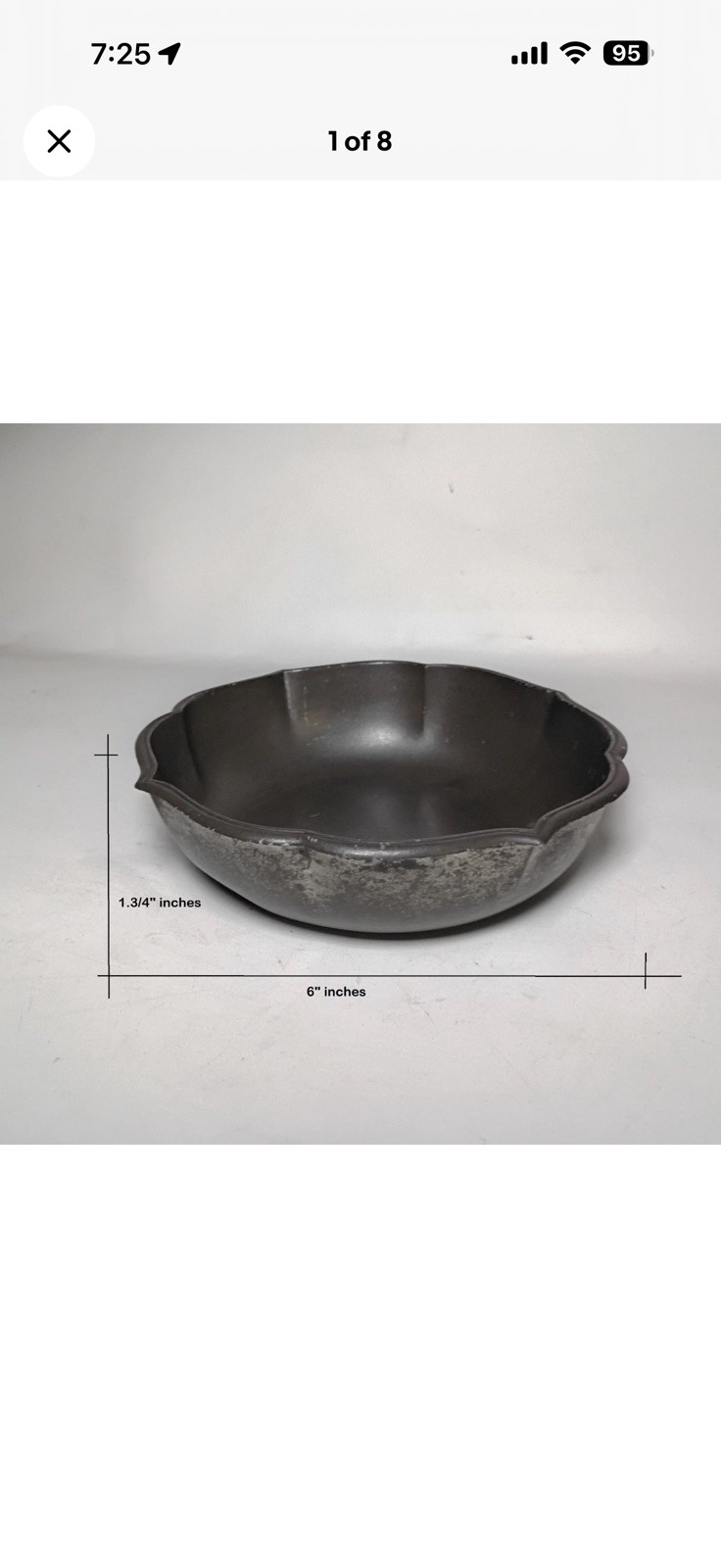 Just Andersen  Antique Denmark  1920\'s Disko metal scalloped ovoid bowl