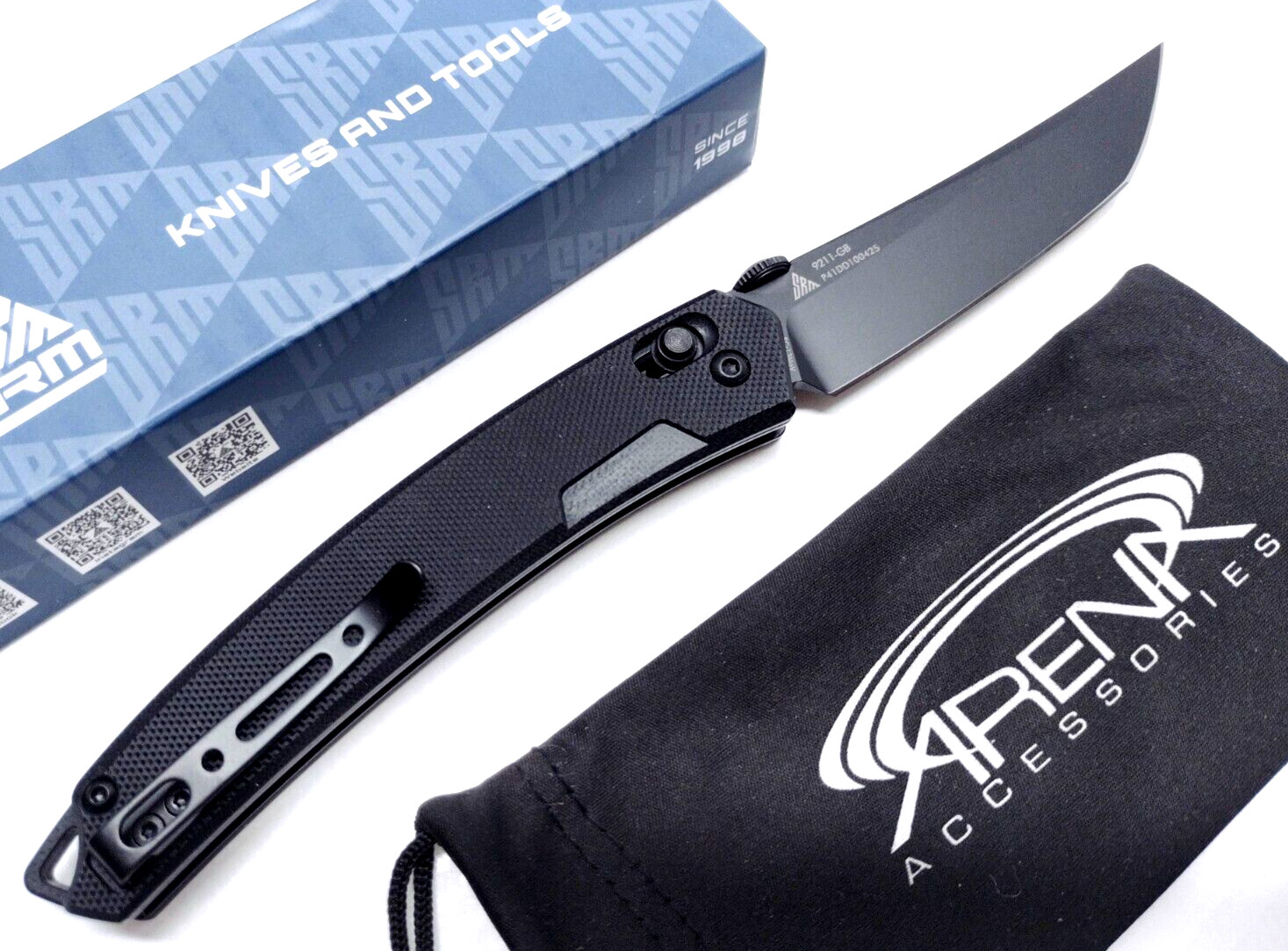 Sanrenmu 9211 GB Pocket Knife Axis Lock Black Blade G10 EDC SRM Smooth Action
