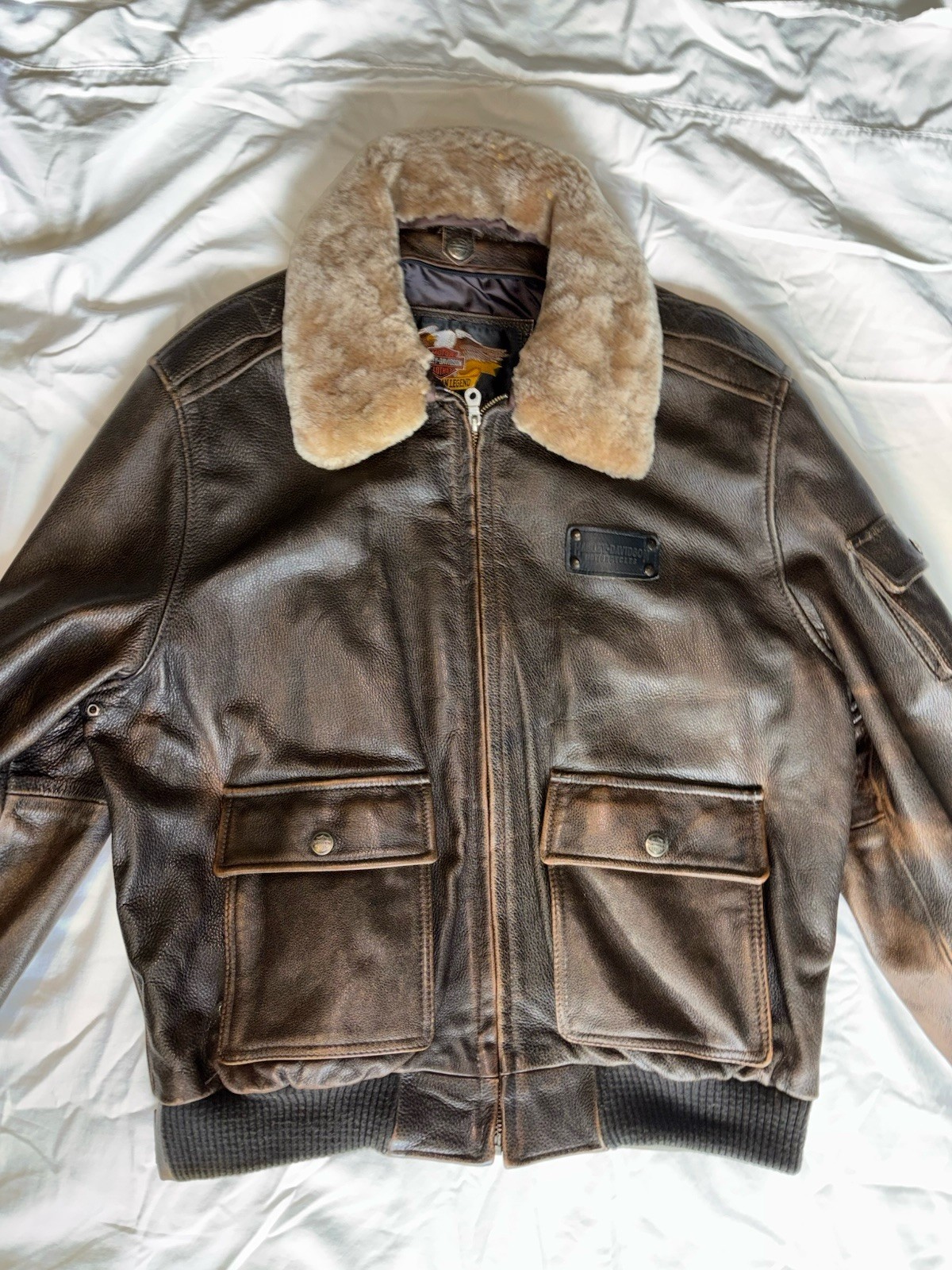 Harley-Davidson An American Legend Brown Leather Bomber Jacket Men’s XL