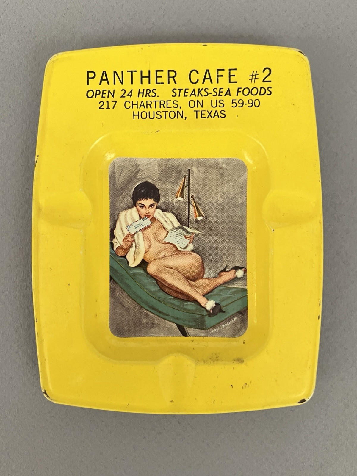Vintage 60s Mid-Century Risque Glamour Girl PIN UP ASHTRAY Panther Cafe Houston Vintage 60s Mid-Century Risque Glamour Girl PIN UP ASHTRAY Panther Cafe Houston