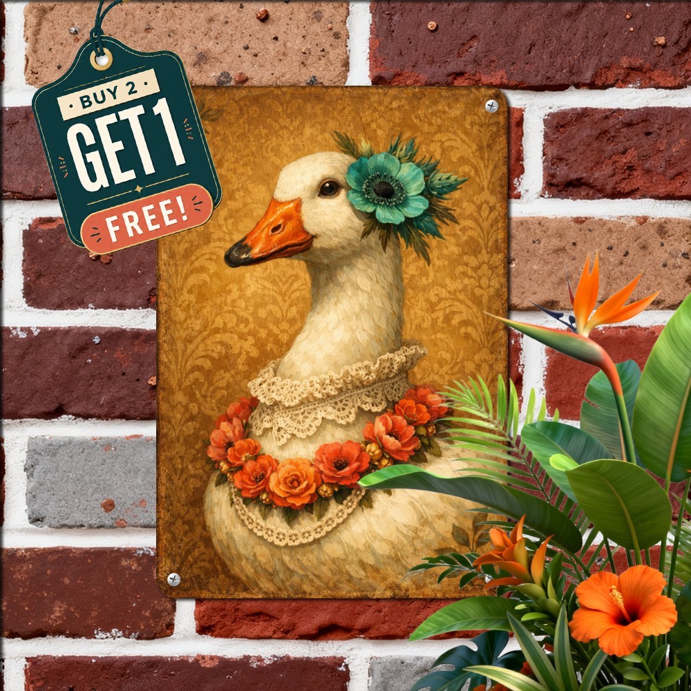 Majestic Rooster Hen Country Bird Tin Sign Rustic Farm Kitchen Plaque