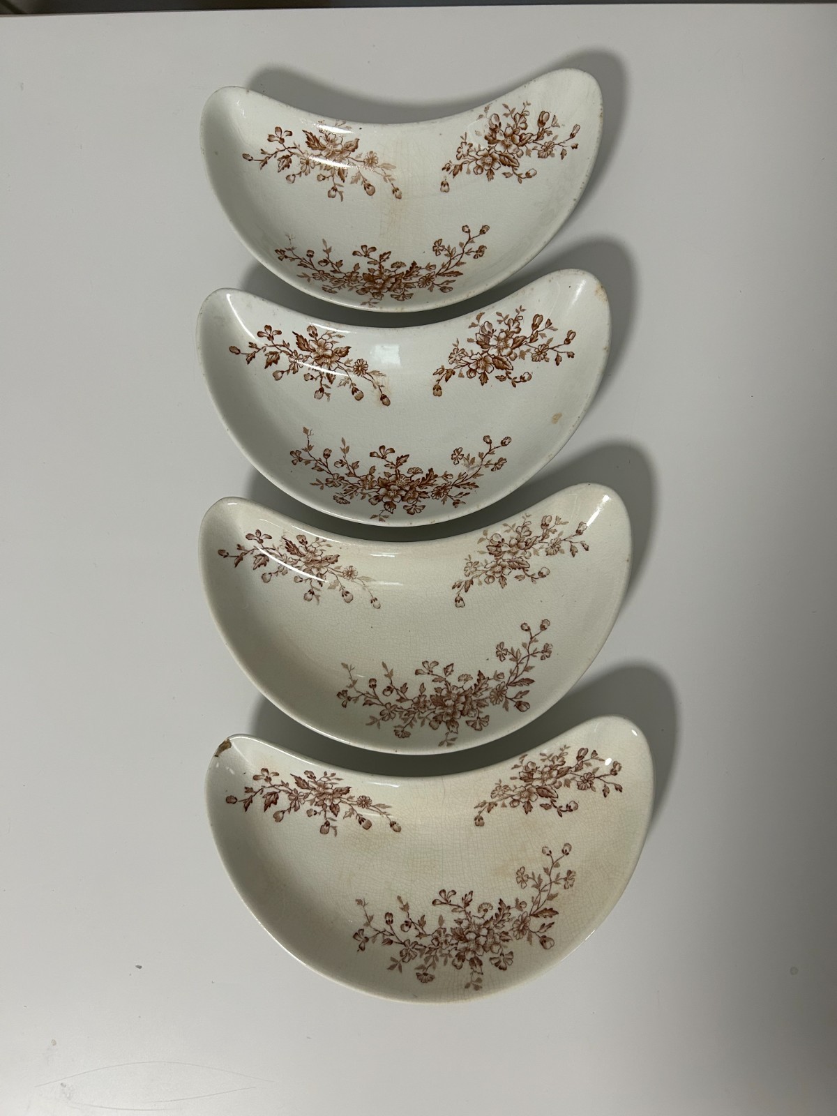 J & G Meakin Hanley England, Ironstone 4 Brown Transferware Bone Dishes J & G Meakin Hanley England, Ironstone 4 Brown Transferware Bone Dishes