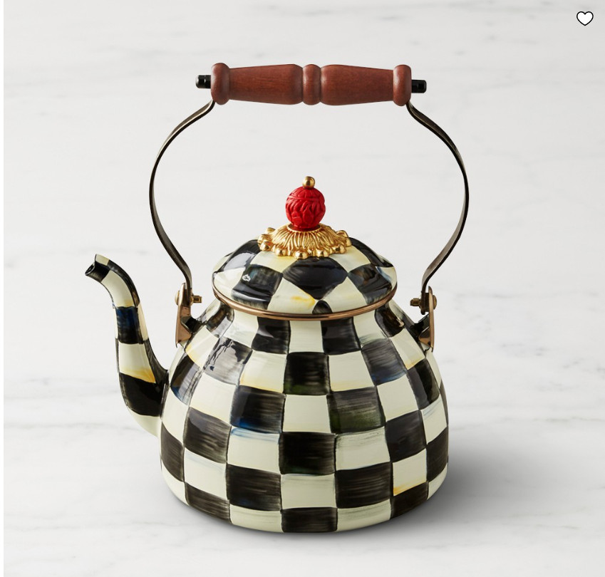 MacKenzie-Childs Courtly Check Tea Kettle Stovetop Teapot Kitchen Cookware