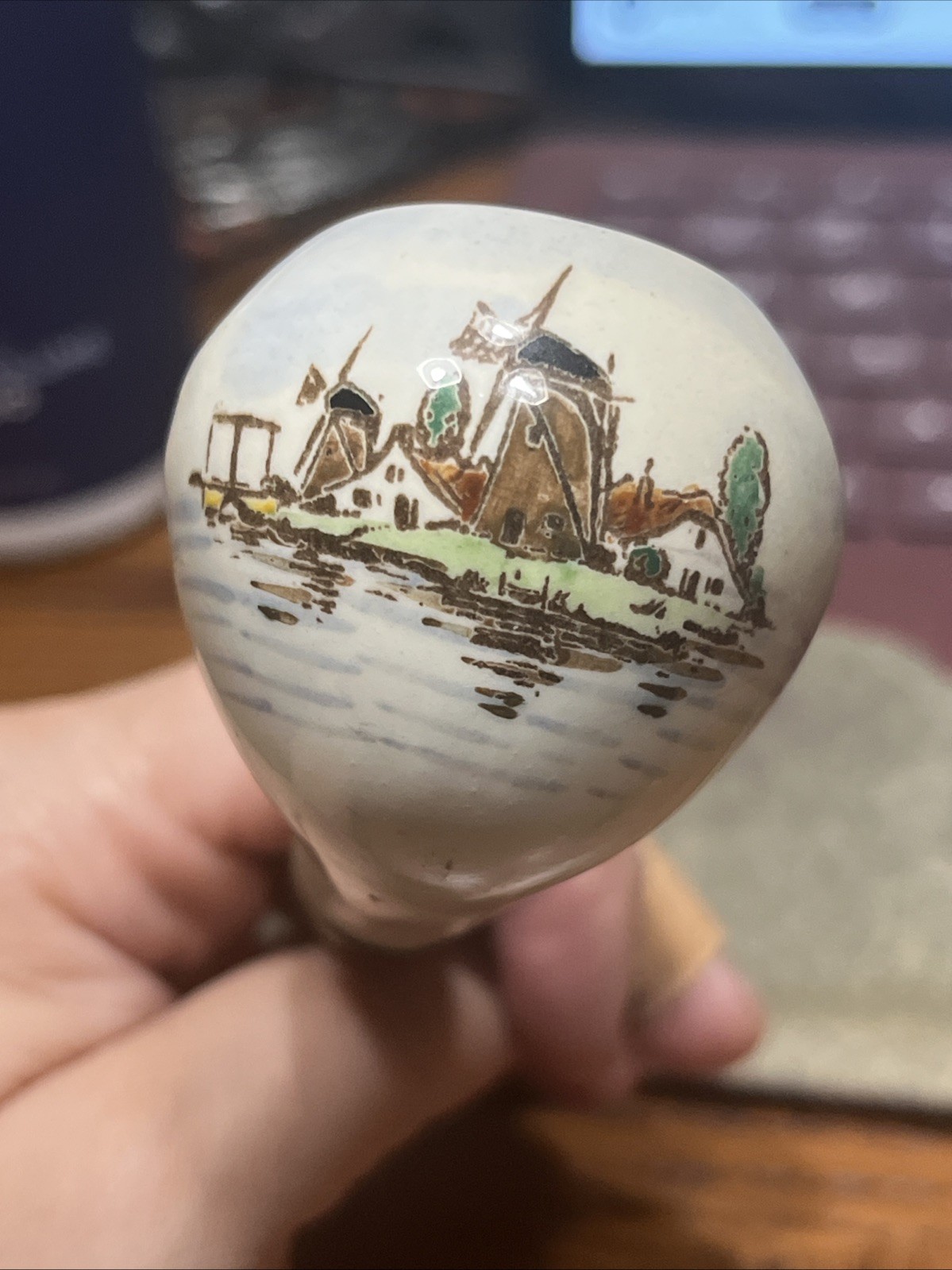 Vintage Goedewaagen Unused Ceramic Pipe Windmill Scene Made In Holland 