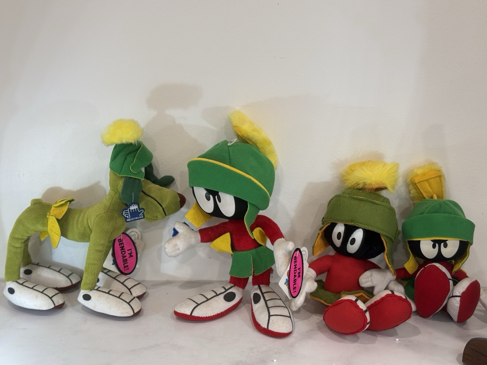 4-piece vintage Looney Tunes Marvin the Martian and K-9 plush lot.