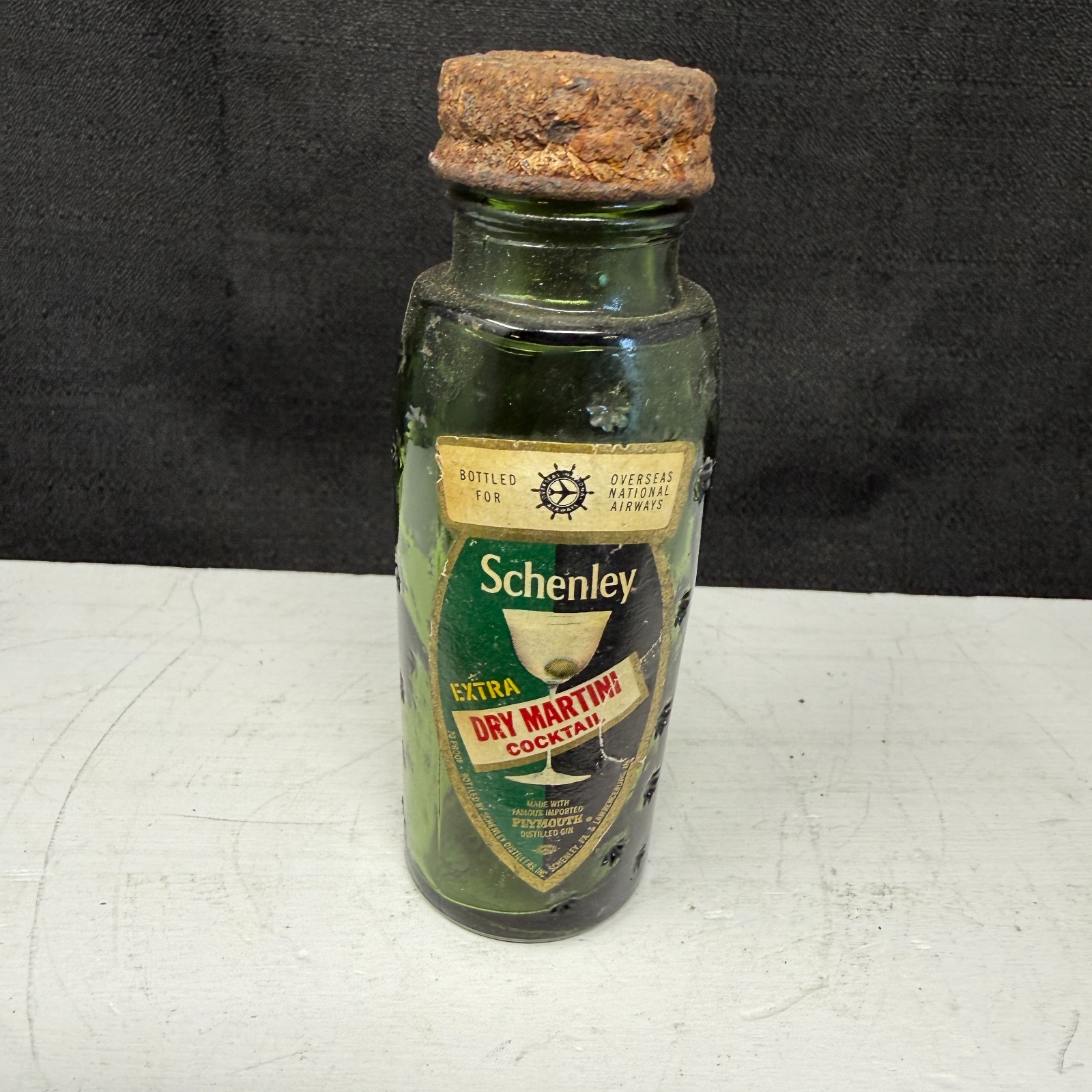 VTG Schenley Dry Martini Small Airplane Style Bottle Rare Rusty