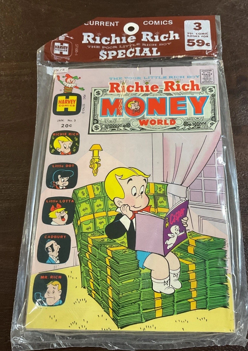 1973 Harvey Comics 3-Pack SEALED Richie Rich 118 Riches 4 Money World 3 VF-NM