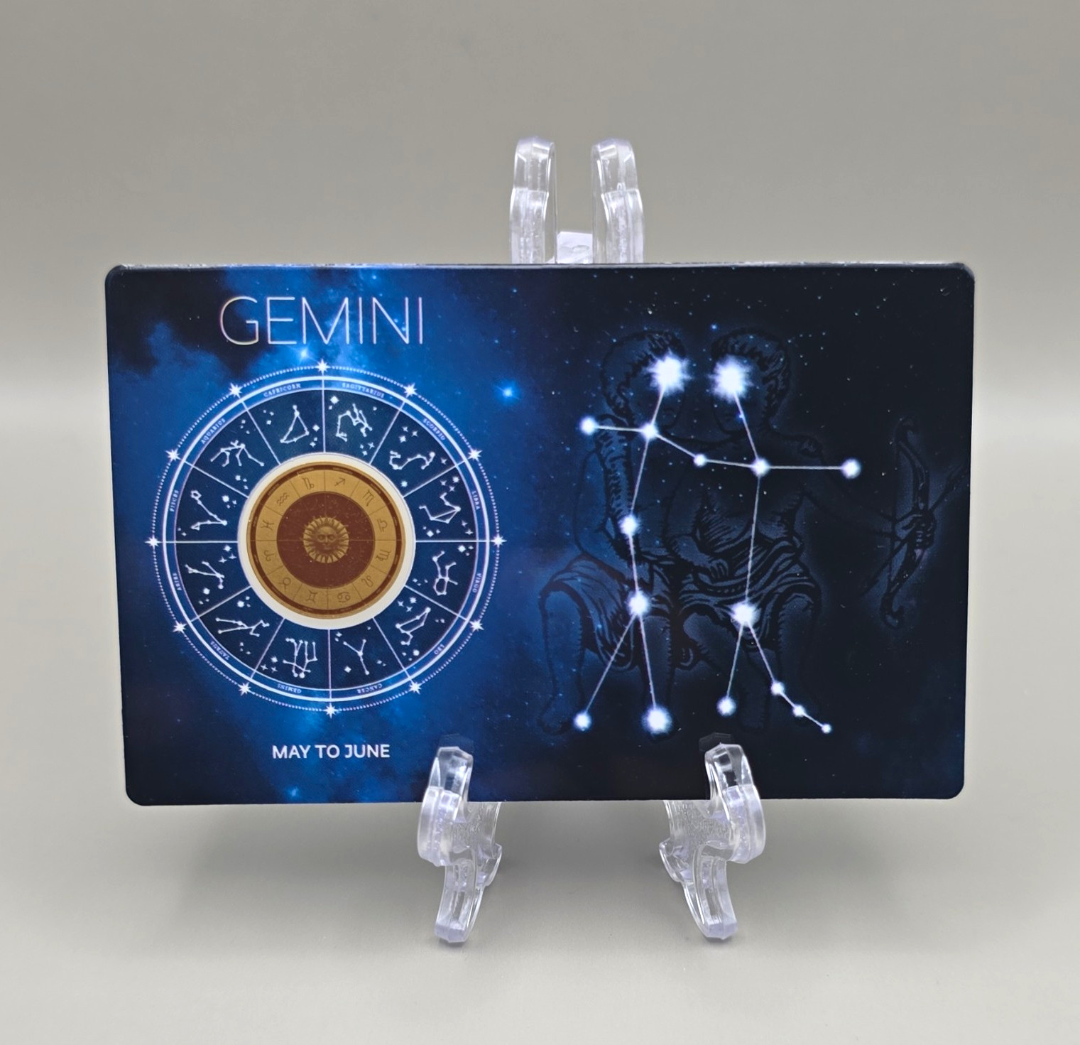 Chad 3000 CFA 1/1000 oz .999 Gold Gemini Zodiac Coin in Assay Card Chad 3000 CFA 1/1000 oz .999 Gold Gemini Zodiac Coin in Assay Card