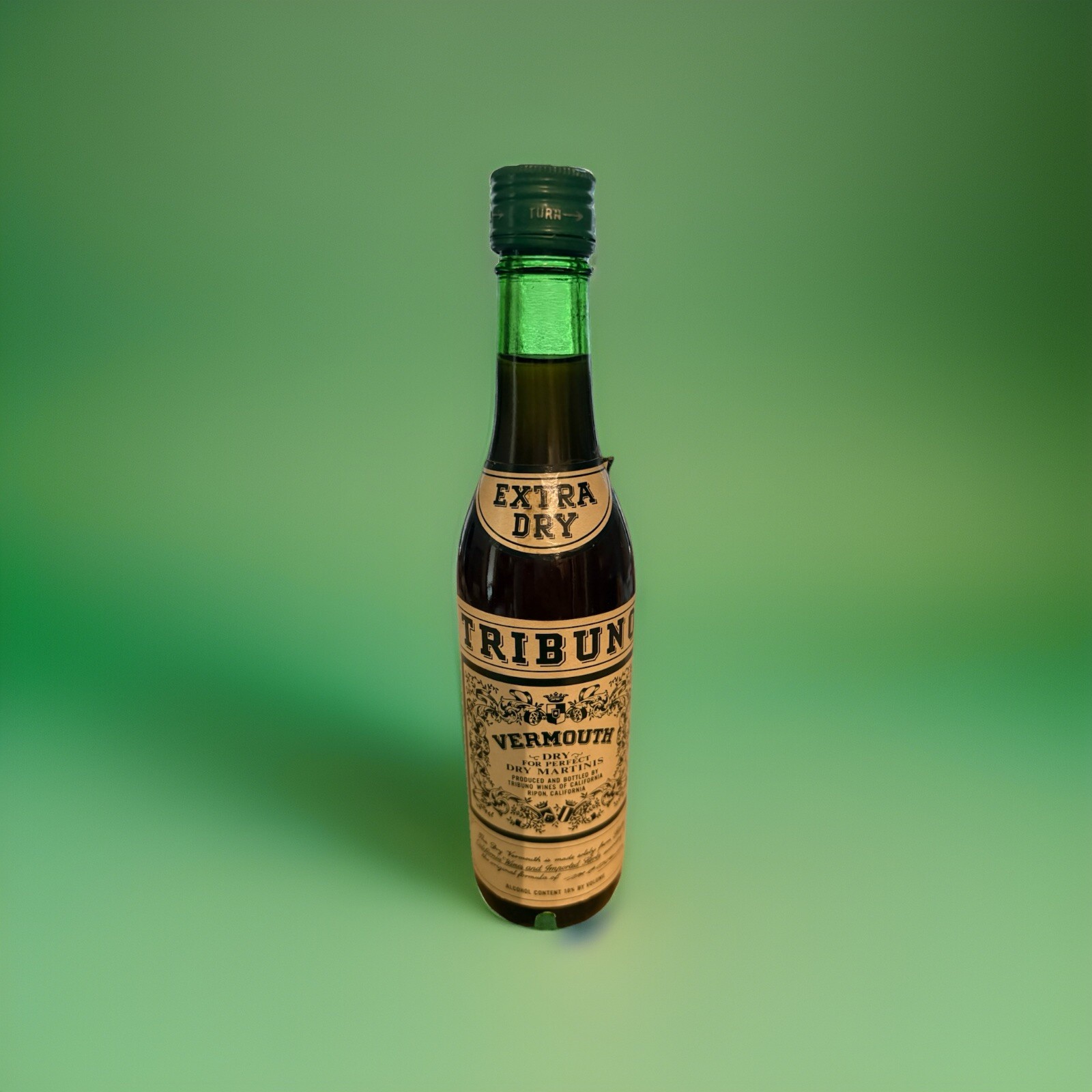 Vintage Tribuno Extra Dry VERMOUTH One Liter Bottle (full) - Cool / Nice 