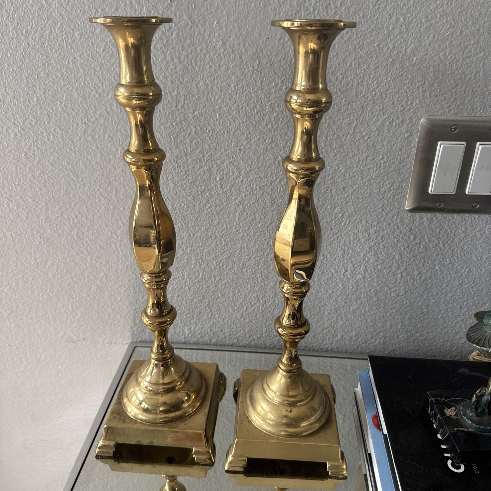 SOLID BRASS CANDLESTICKS HUGE 17.5