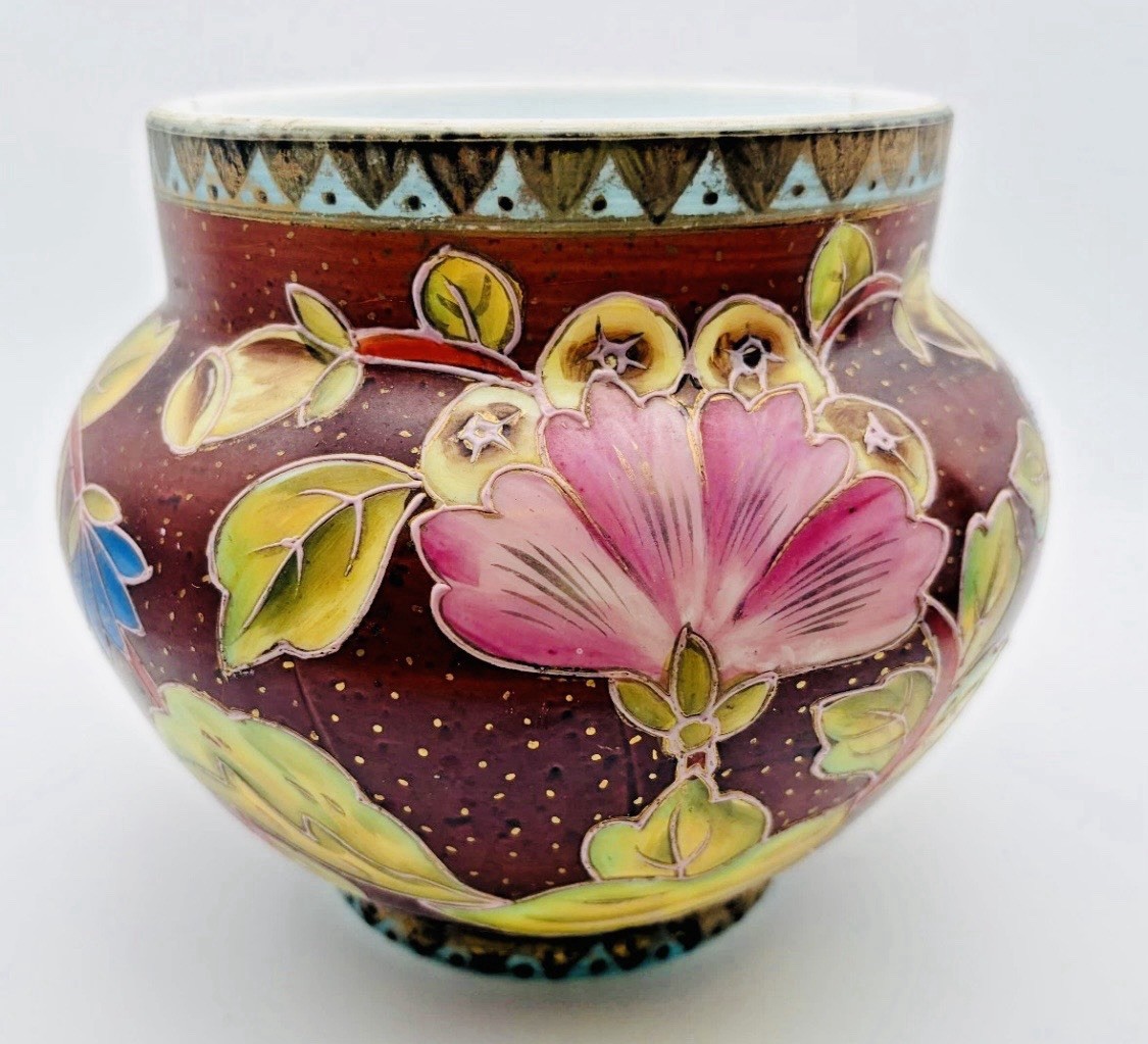 ART NOUVEAU Bohemian HARRACH Heavily Enameled Gold Gilded Glass Vase ART NOUVEAU Bohemian HARRACH Heavily Enameled Gold Gilded Glass Vase