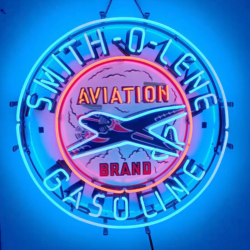 Smith-O-Lene Aviation Gasoline Neon Sign With HD Print Wall Decor Artwork 24x24