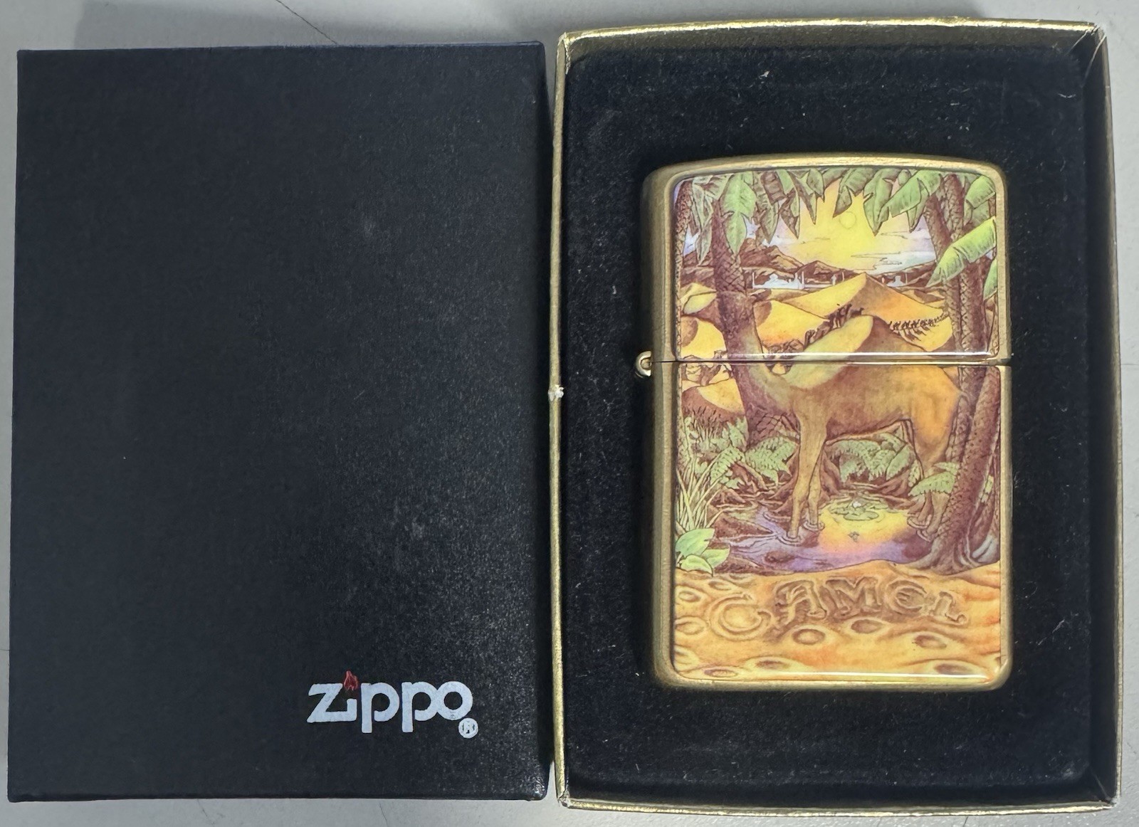 ZIPPO 1996 CAMEL BARRETT SMYTHE 24 HOURS Z214 BRASS LIGHTER UNFIRED IN BOX H515