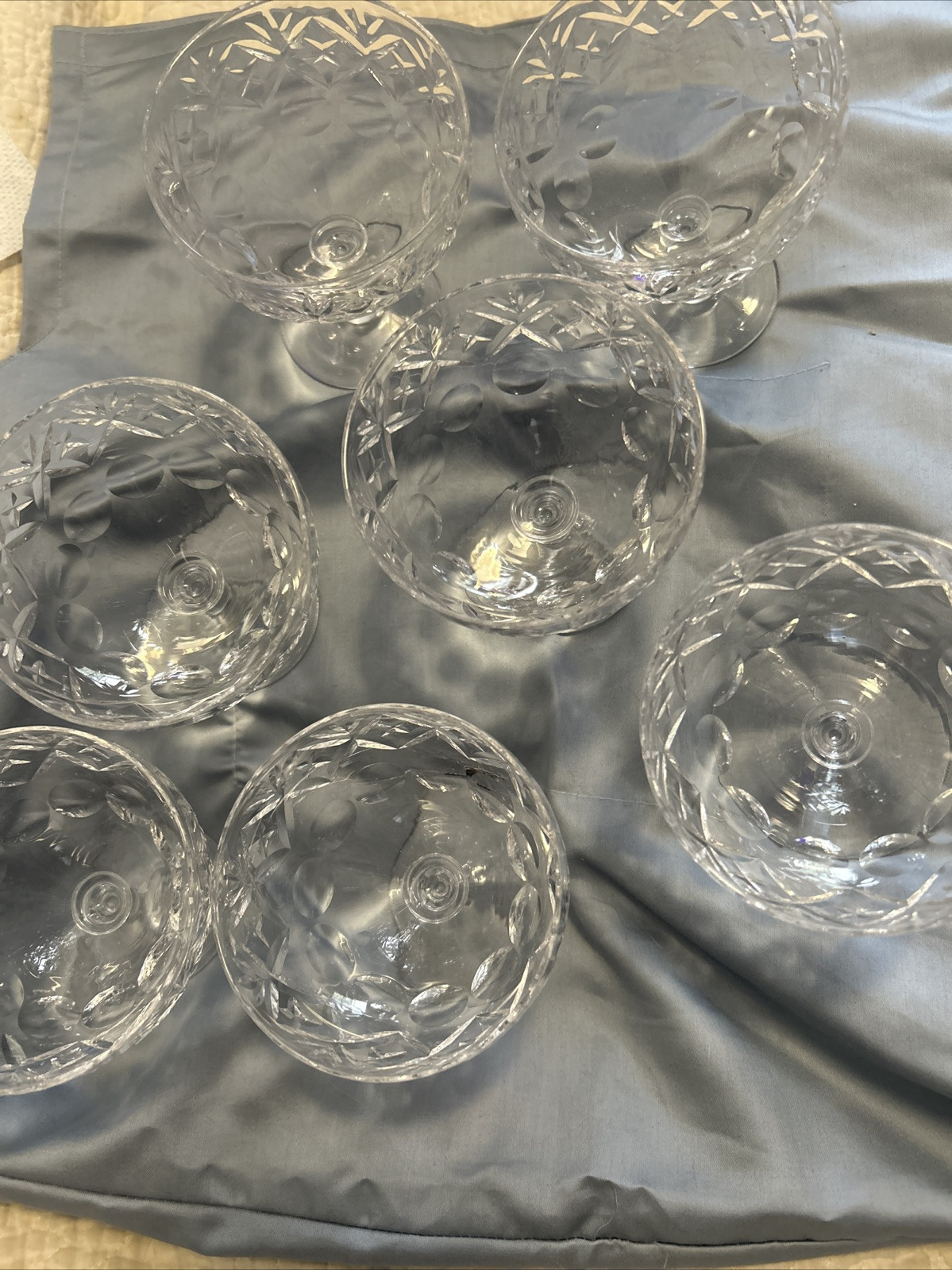 Webb Corbett/Royal Doultan  Georgian Low Champagne Or Tall Sherbert Set Of 7