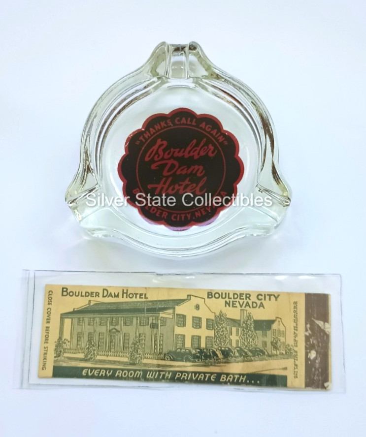 Rare ca. 1940's Boulder Dam Hotel Ashtray & matchbook cover Boulder City NV
