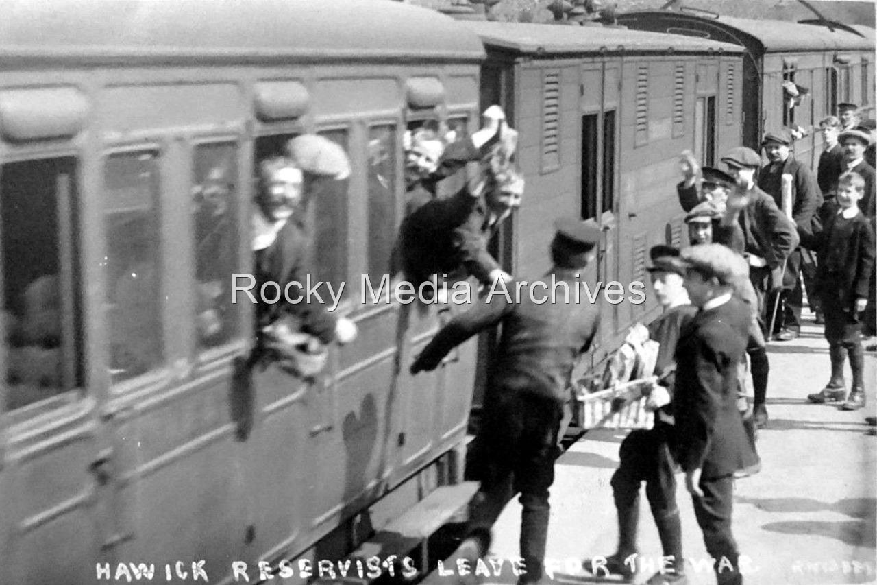Zcb-9 Military, Railway Station, Hawick Reservists Leaving For War. Photo
