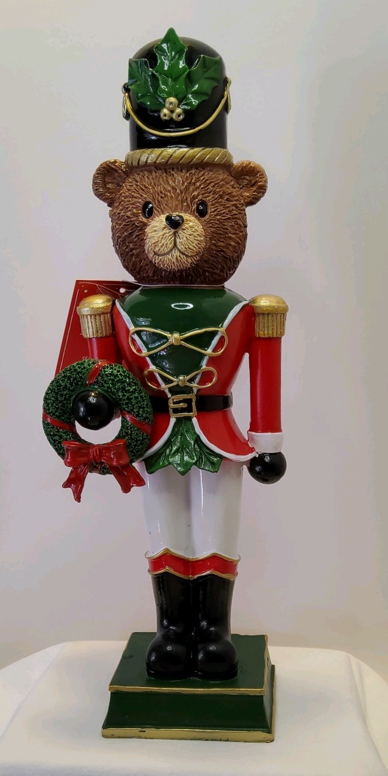 Martha Stewart Teddy Bear Toy Soldier 14 inch NEW Resin Wreath DISCOUNTED Martha Stewart Teddy Bear Toy Soldier 14 inch NEW Resin Wreath DISCOUNTED
