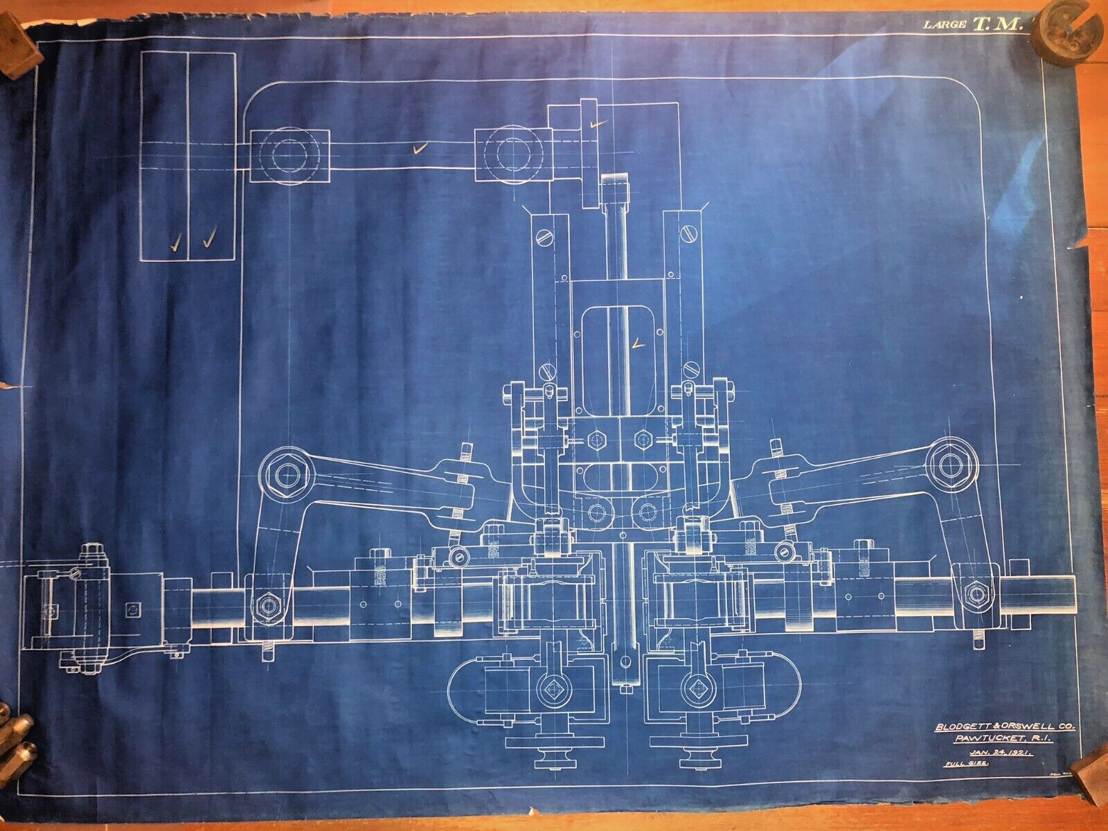 Vintage Blueprints 1921 Industrial Textile Machine Vintage Blueprints 1921 Industrial Textile Machine