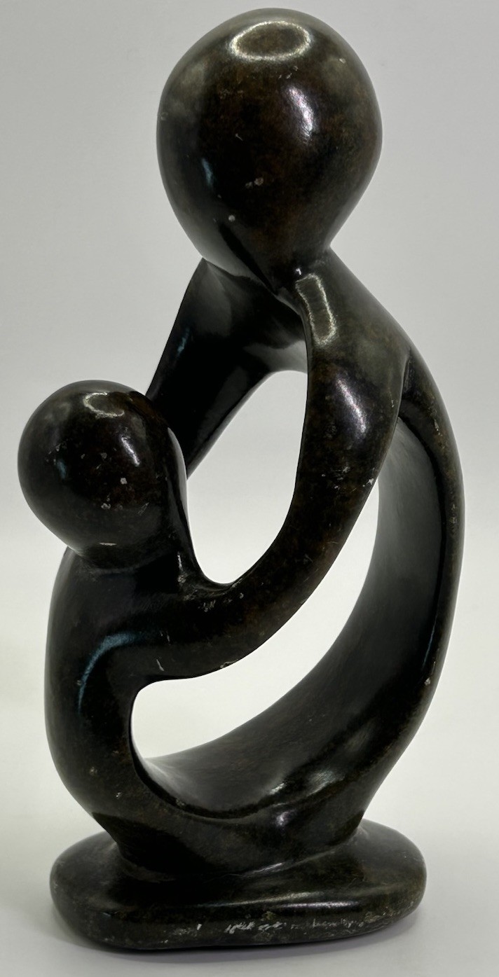 VTG Shona Serpentine Stone Ethnic Sculpture Zimbabwe Mother & Child Paperweight VTG Shona Serpentine Stone Ethnic Sculpture Zimbabwe Mother & Child Paperweight