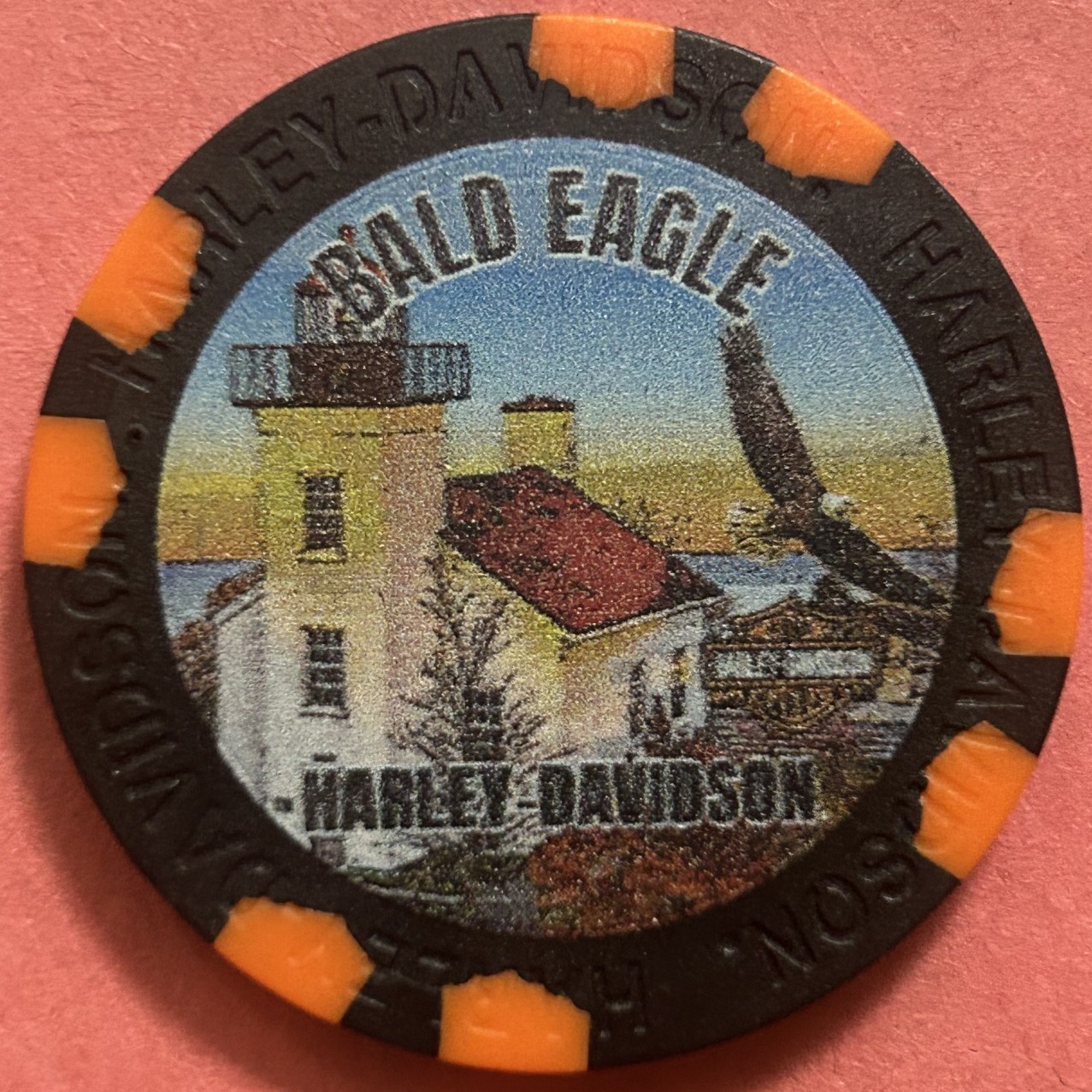 Harley Davidson Wide Print Poker Chip Bald Eagle HD in Escanaba, Michigan MOVED Harley Davidson Wide Print Poker Chip Bald Eagle HD in Escanaba, Michigan MOVED