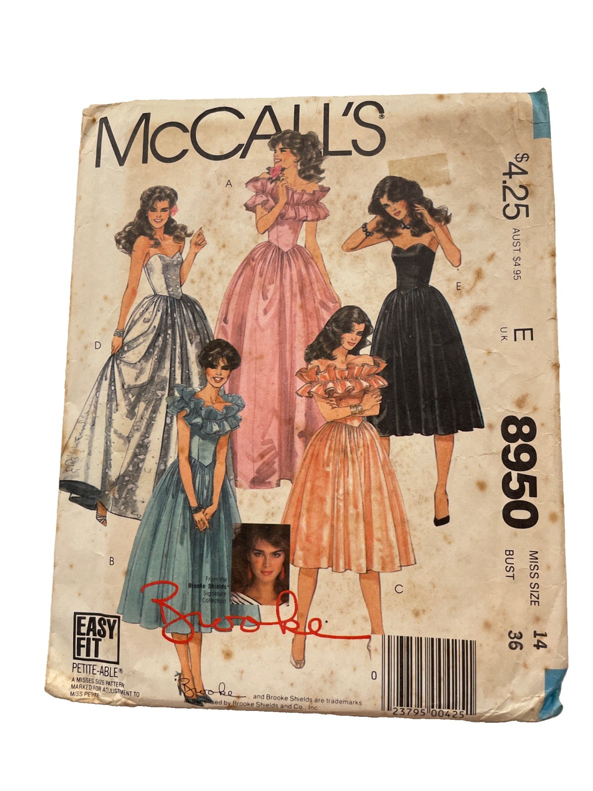 Vtg 1984 McCall\'s 8950 Formal Prom Brooke Shields Collection Size 14 Bust 36 NEW