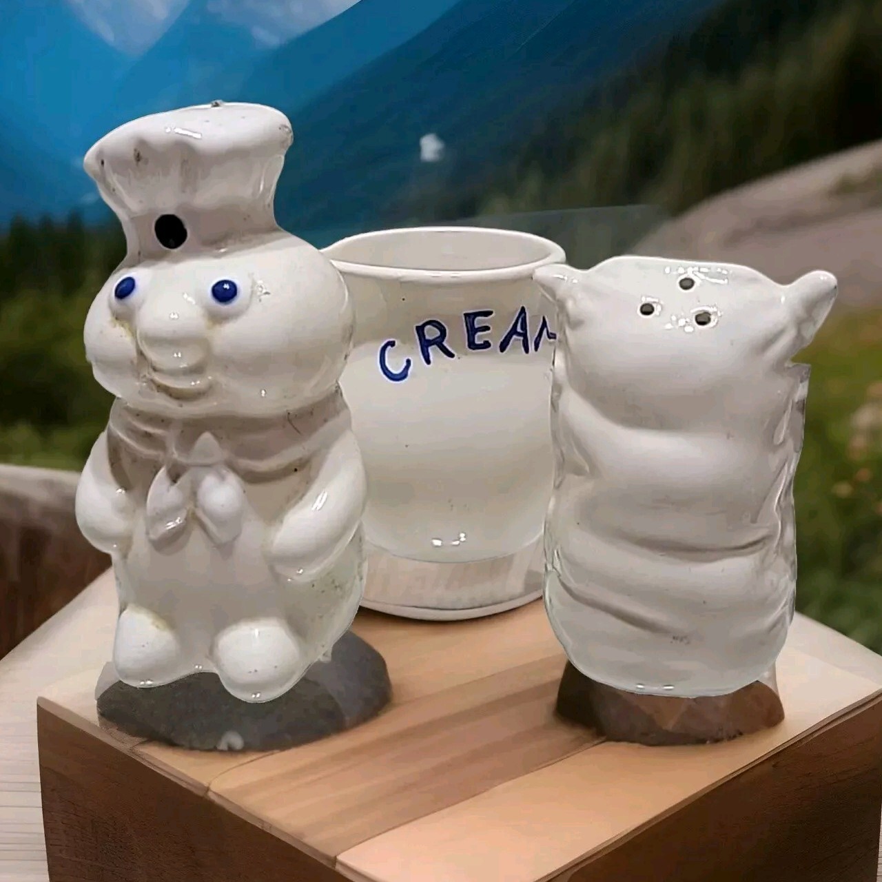 Pillsbury Doughboy Salt & Pepper shakers And Creamer, 