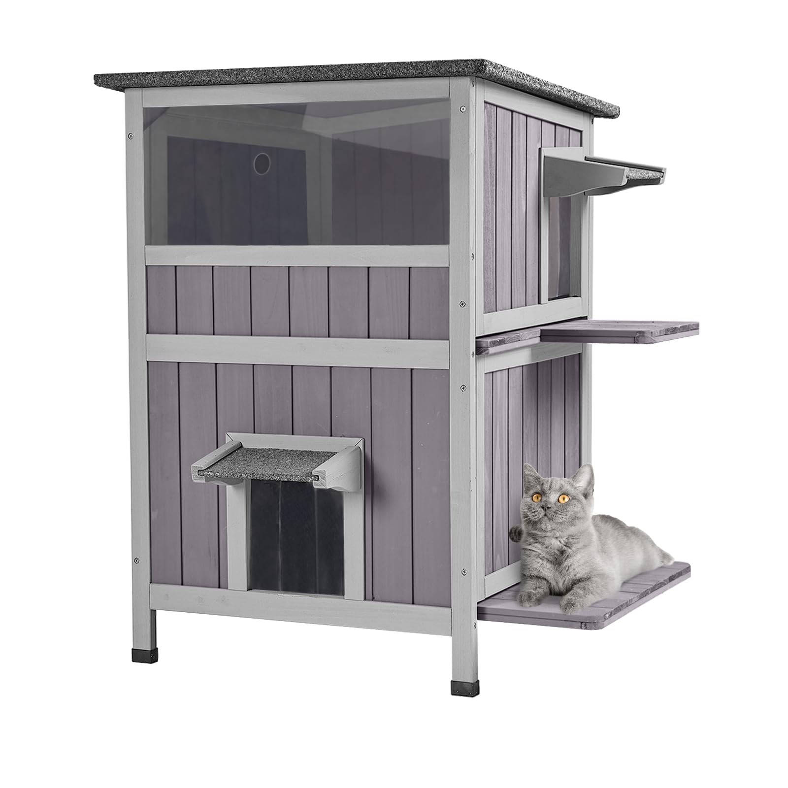 Aivituvin AIR14 Outdoor Cat House Two-Story Feral Shelter Weatherproof Winter Aivituvin AIR14 Outdoor Cat House Two-Story Feral Shelter Weatherproof Winter