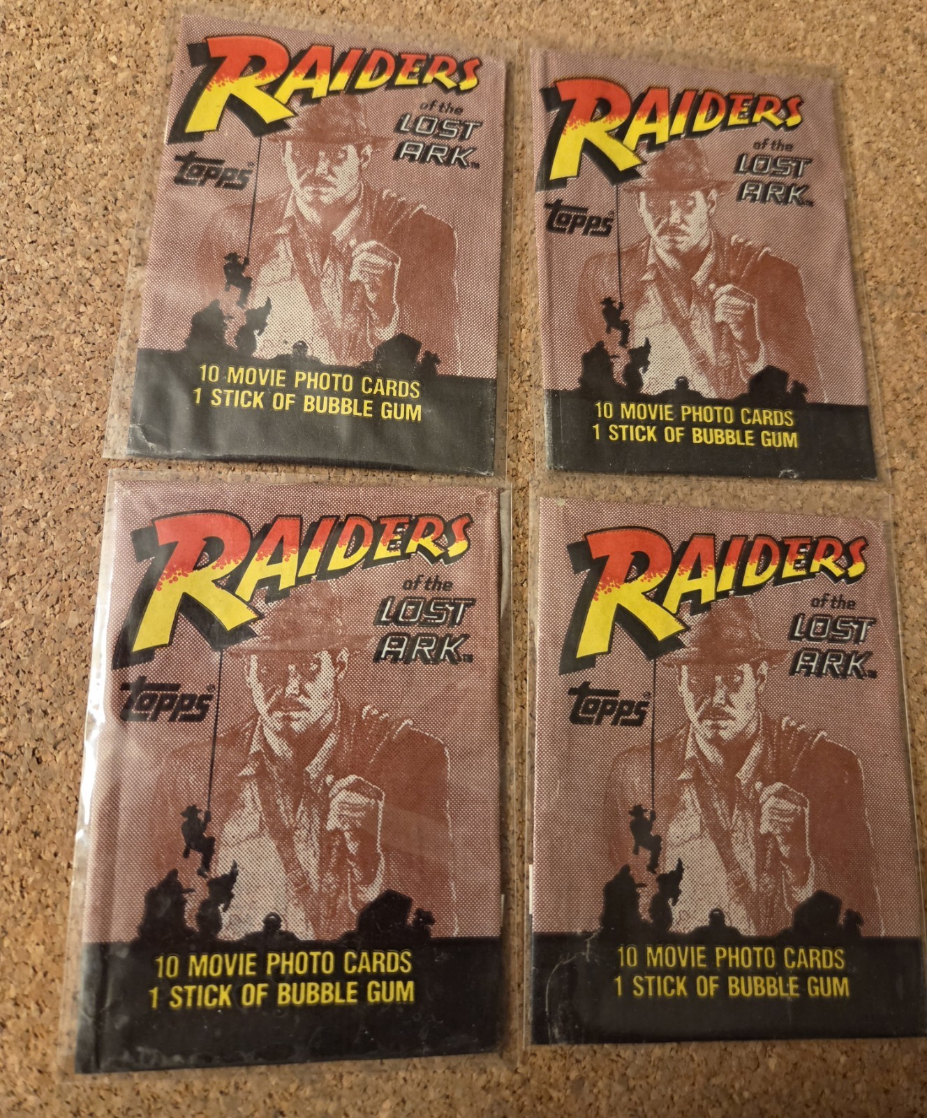 Lot of 4 Vintage 1981 Topps Raiders of the Lost Ark Empty Wax Wrappers Clean Lot of 4 Vintage 1981 Topps Raiders of the Lost Ark Empty Wax Wrappers Clean