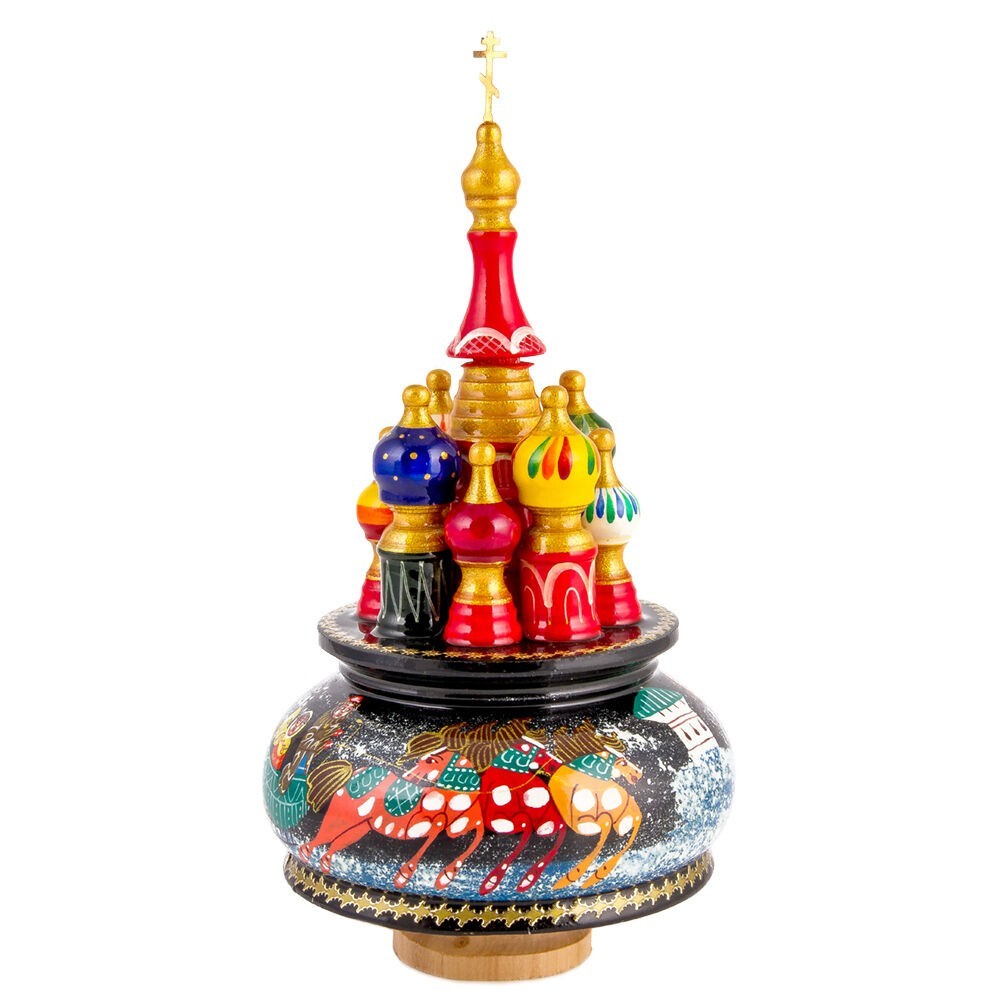 St Basil Cathedral Russian Troika Rotating Music Box Plays Moscow Nights