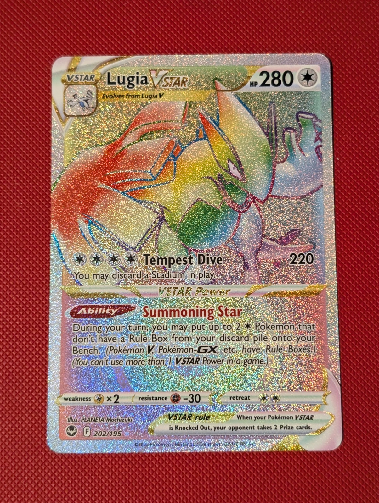 Pokemon TCG - Lugia VSTAR - 202/195 Rainbow - Silver Tempest NM