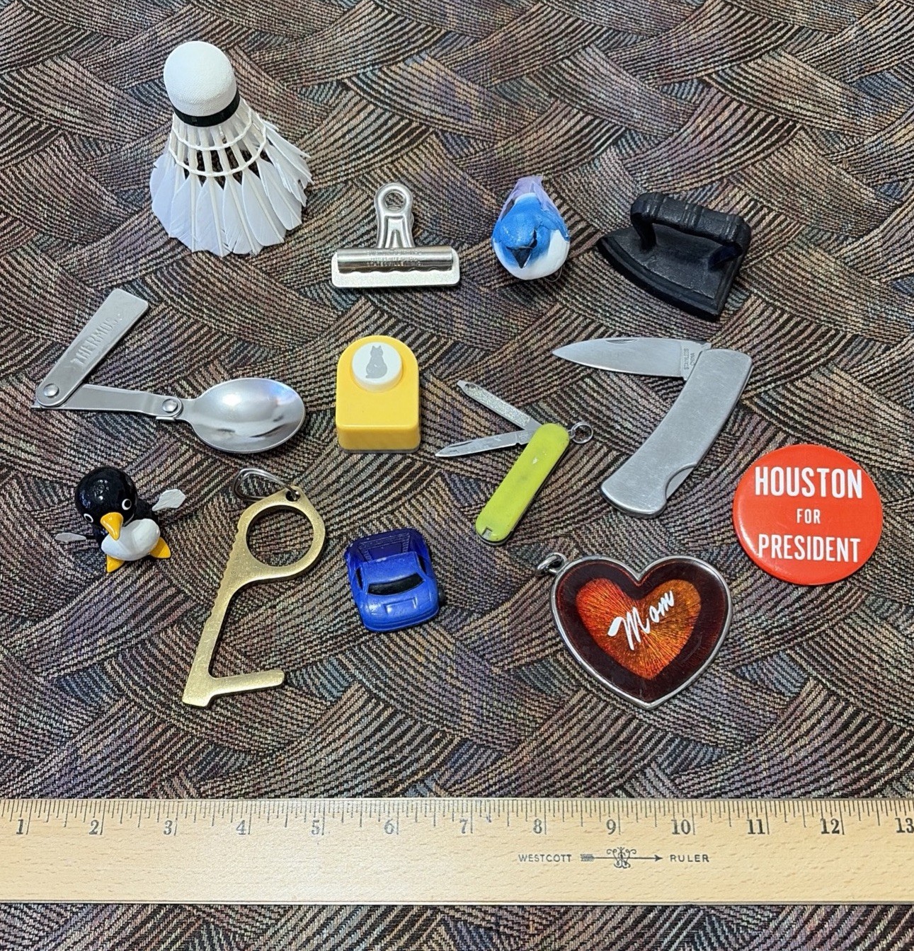 Junk Drawer Lot Vintage Thermos Victorinox Trinkets Knives Random