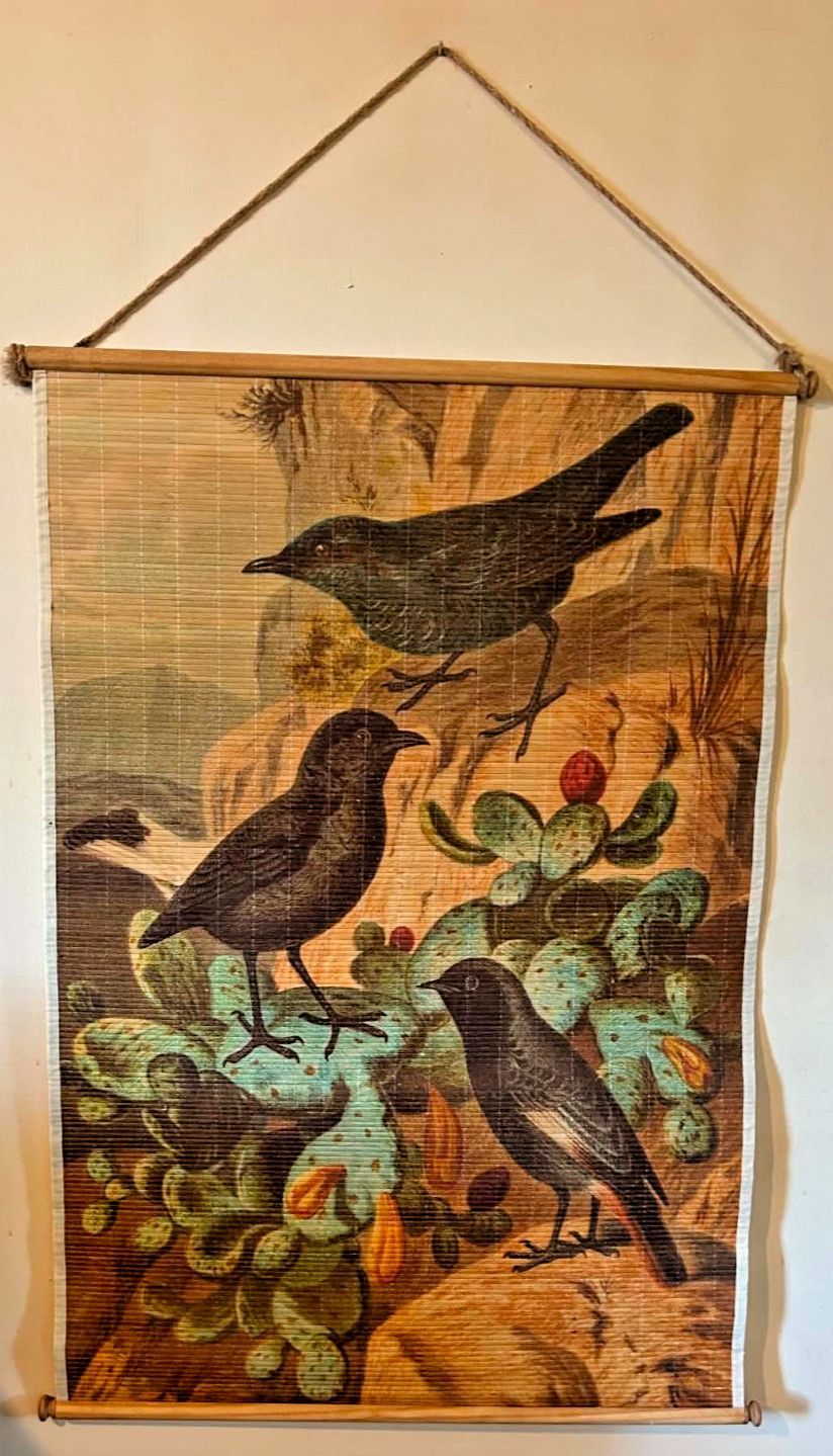 VTG Chinese Bamboo Wall Art Scroll HUGE Hanging Birds Cactus COTTAGECORE VTG Chinese Bamboo Wall Art Scroll HUGE Hanging Birds Cactus COTTAGECORE