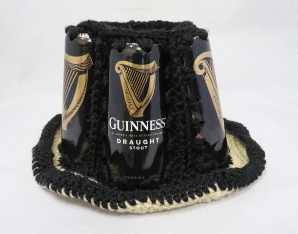 Vintage GUINESS DRAFT STOUT Beer Can - Handmade Crochet Knit Round style Hat Cap