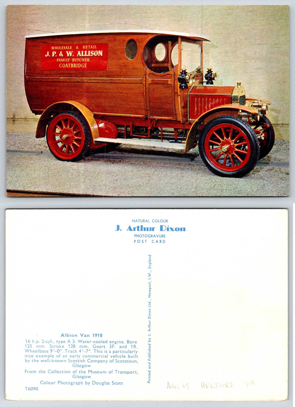 1910 Albion Van Old Car Postcard AOO283