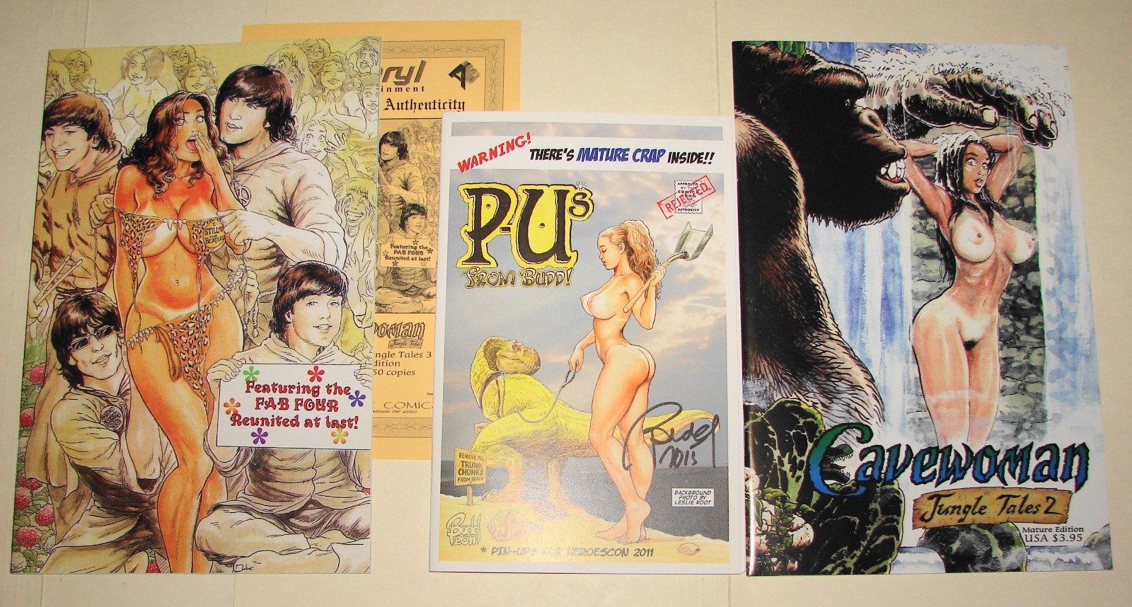 Cavewoman Jungle Tales 2, 3 Blonde Medusa (w/COA), P-U's From Budd, Mature