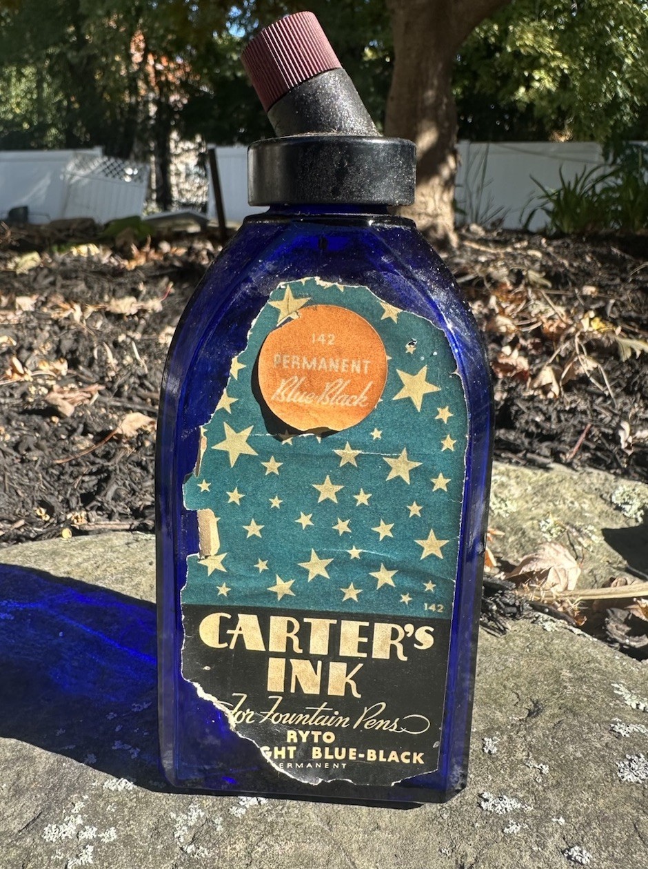 Vintage RARE Carters Ink Cobalt Blue Bottle 142 Starry Label Pint 16oz With Cap Vintage RARE Carters Ink Cobalt Blue Bottle 142 Starry Label Pint 16oz With Cap